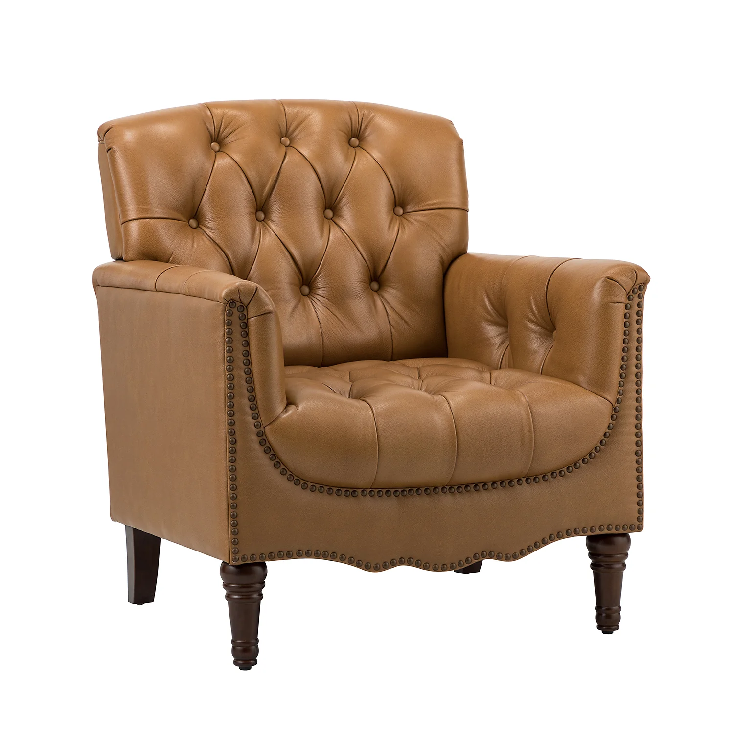 Elijah Genuine Leather Armchair in Camel - Image 2