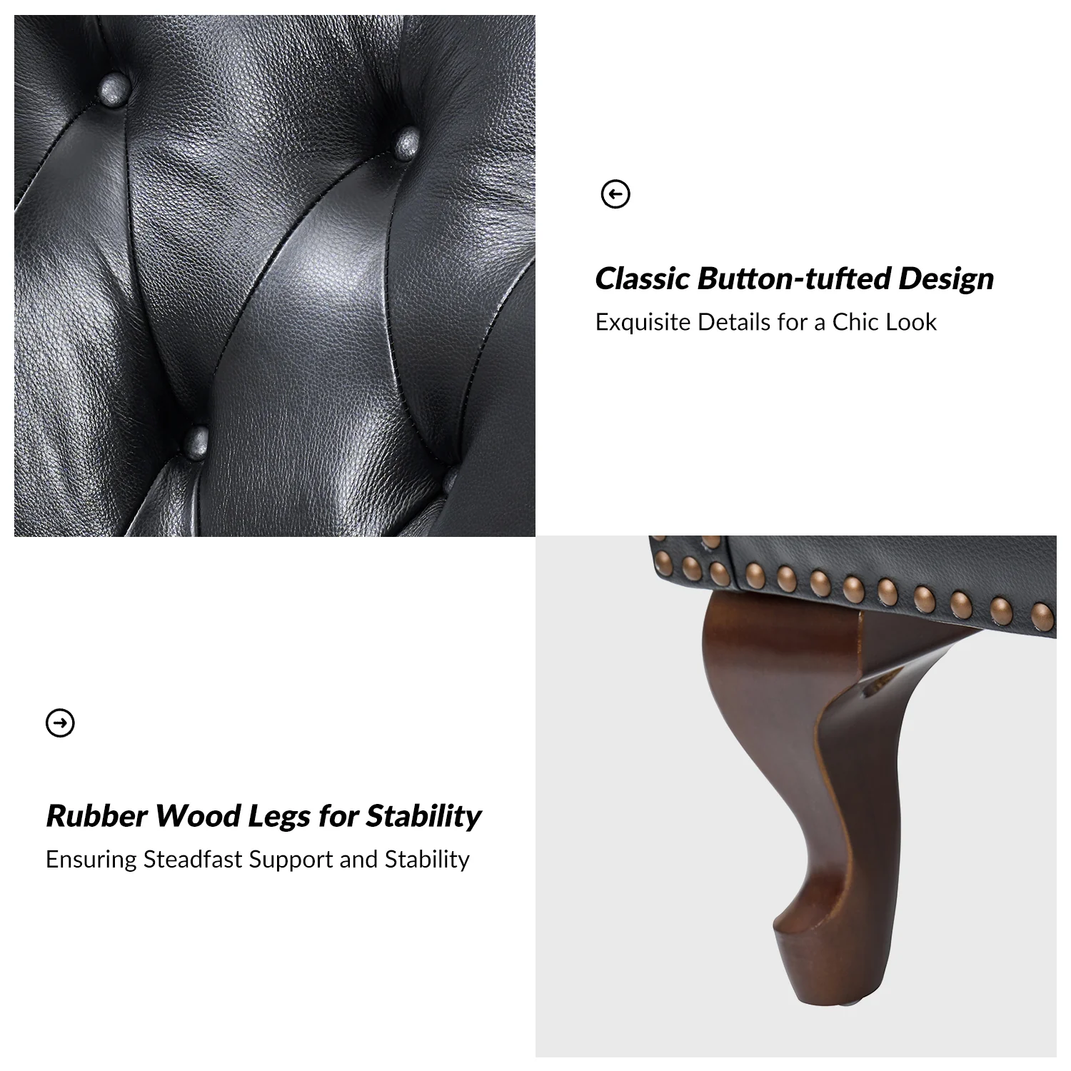 Anthony Genuine Leather Armchair in Black - Image 5