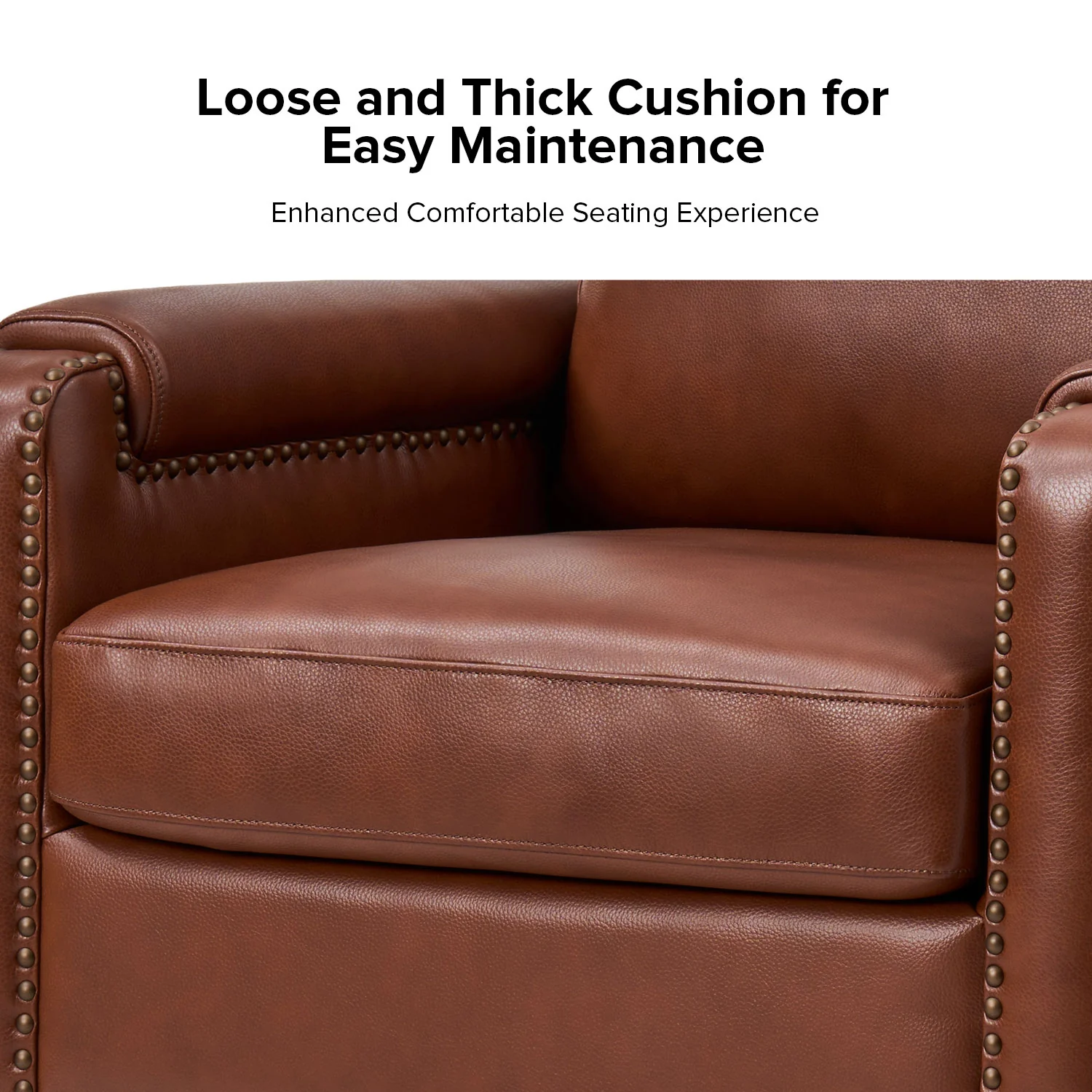Raimund Genuine Leather Armchair in Brown - Image 4