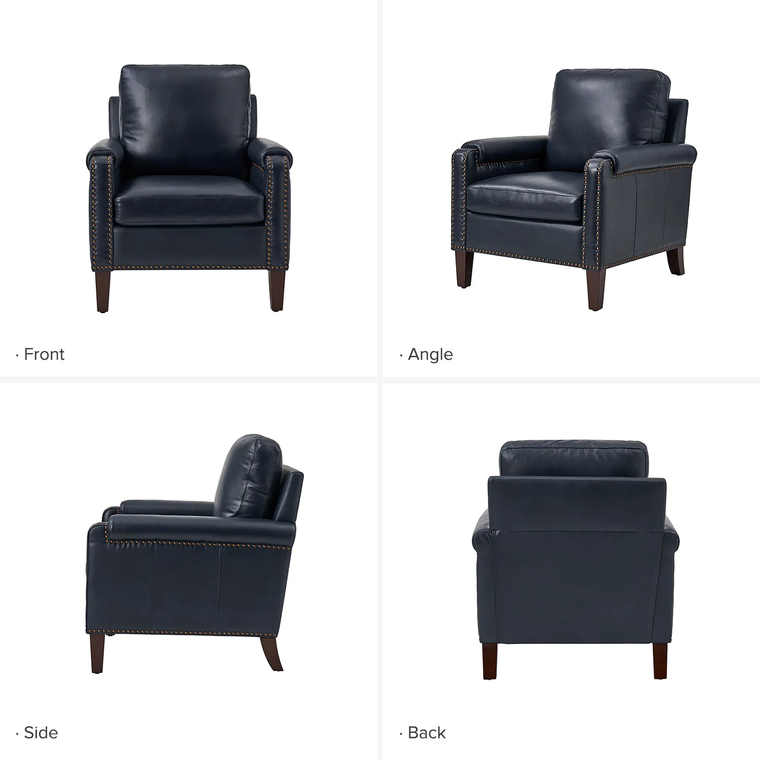 Raimund Genuine Leather Armchair in Navy - Image 6