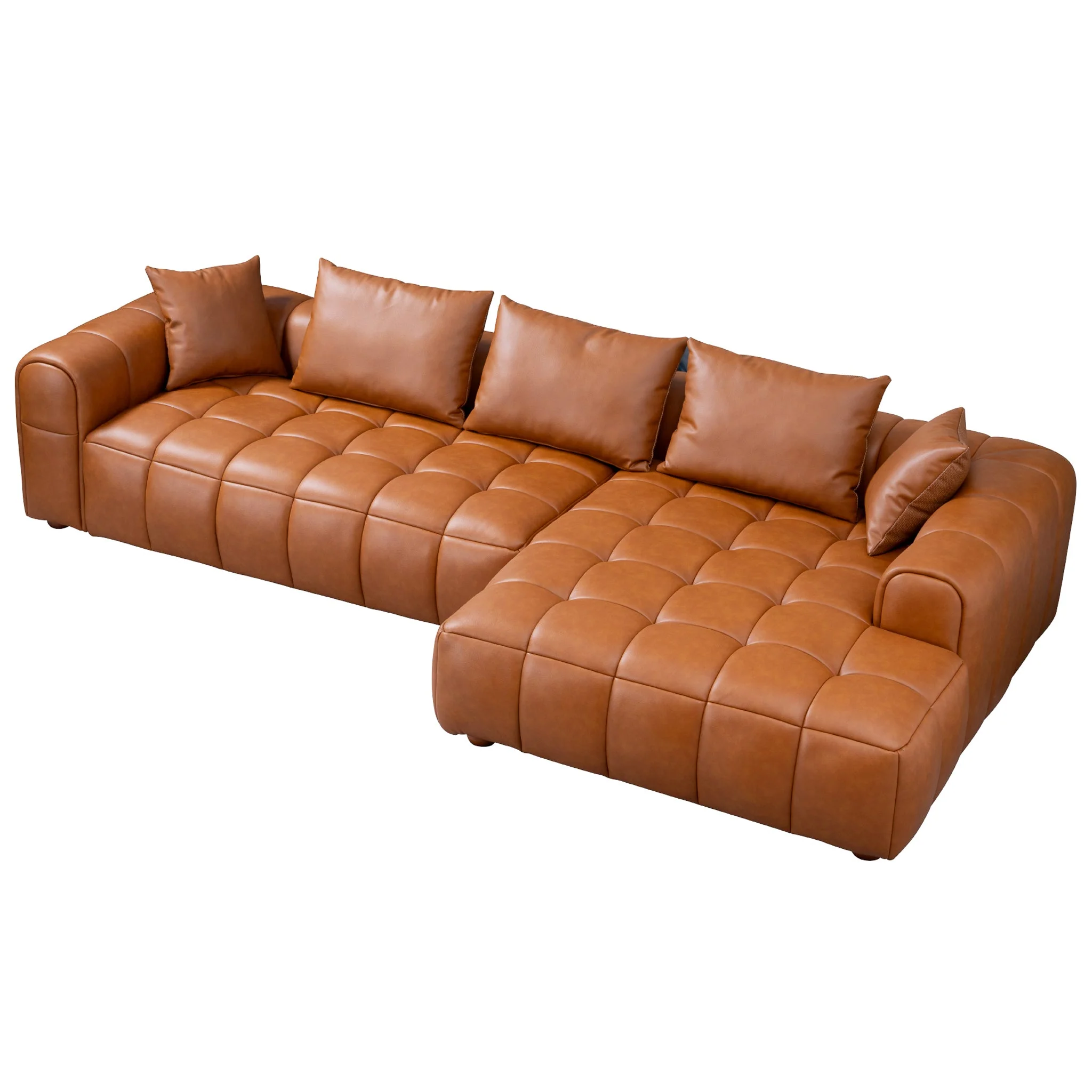 Clark Sectional Right Sofa  - Cognac Leather - Image 3