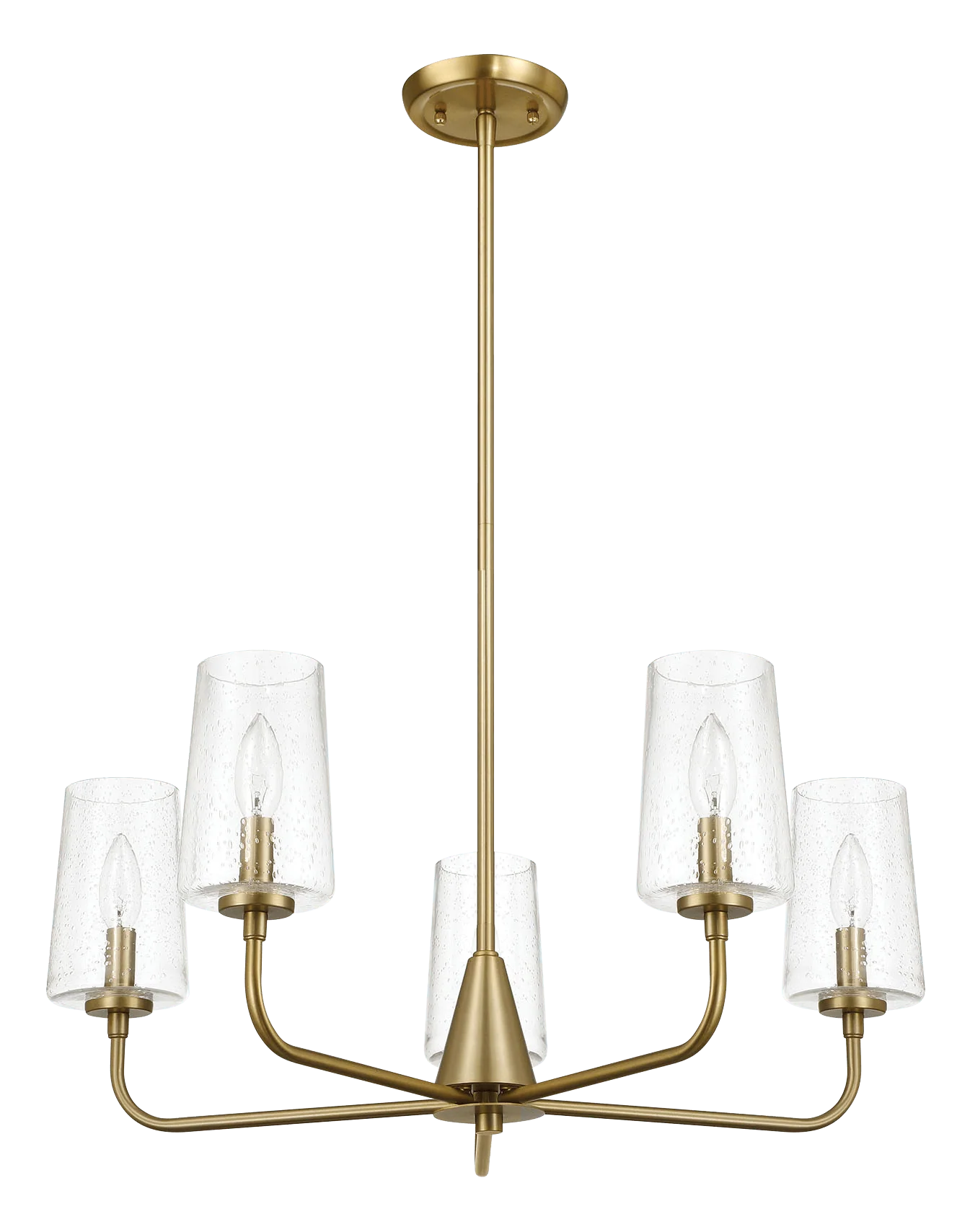 Dazzle Five Lights Chandelier With Clear Seeded Glass -Satin Brass