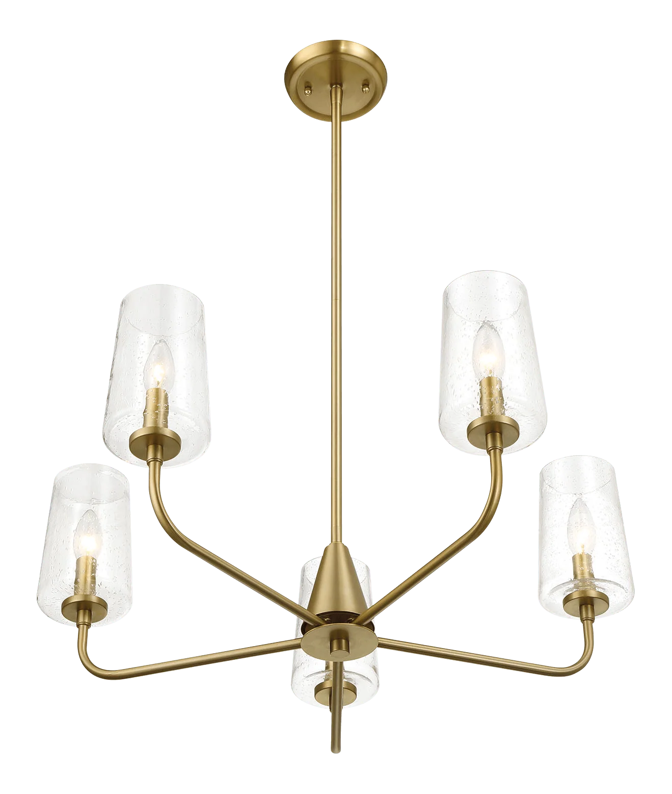 Dazzle Five Lights Chandelier With Clear Seeded Glass -Satin Brass - Image 4