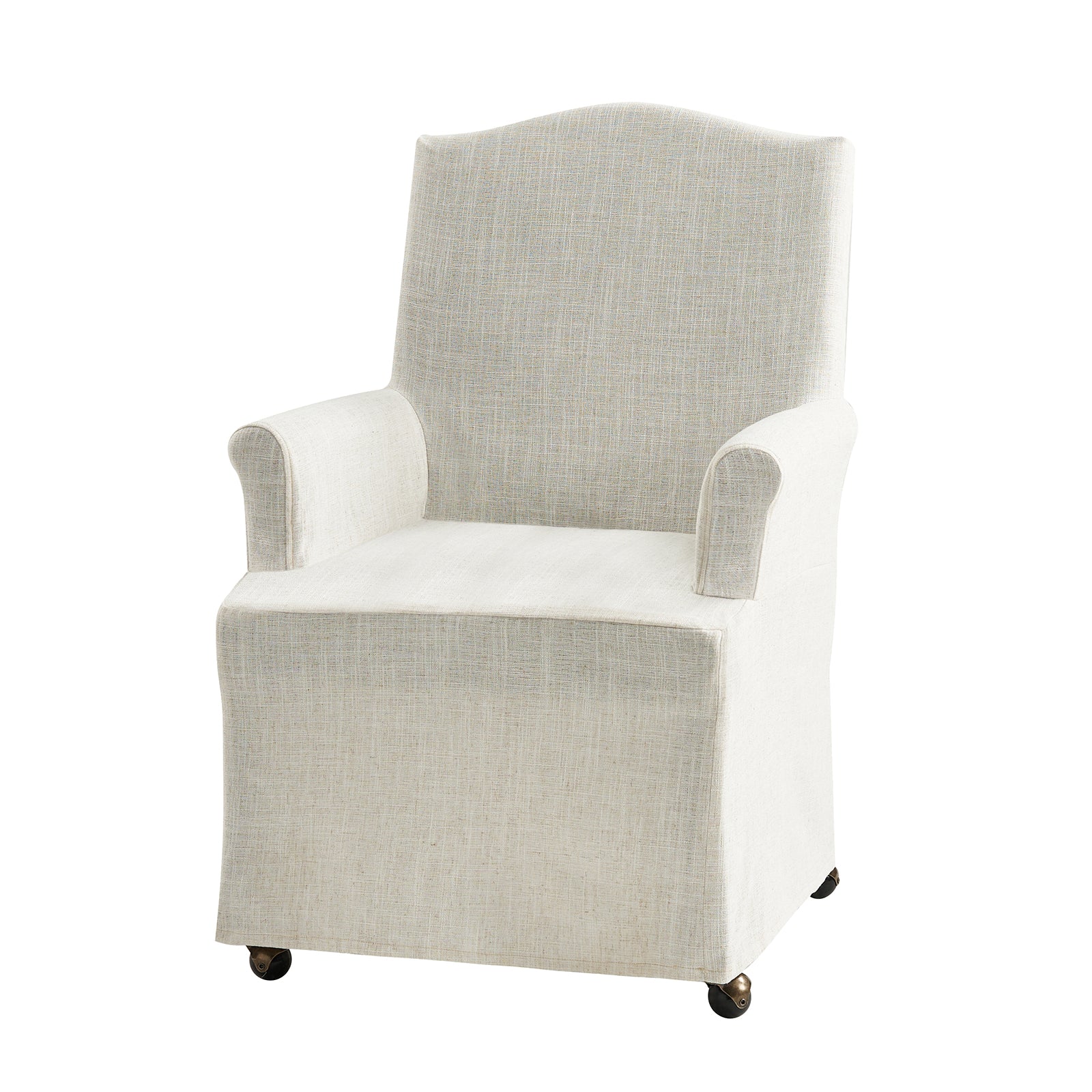 Kanrad Slipcover Dining Chair with Casters in Ivory - Image 2