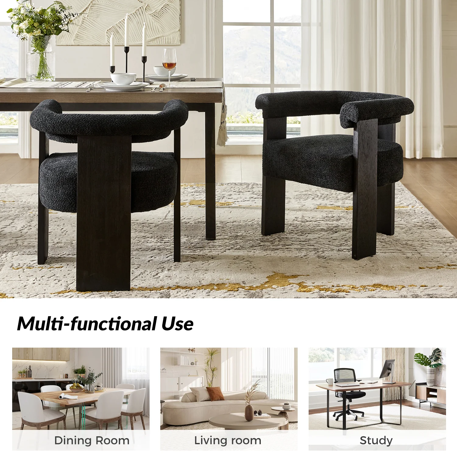 Eduard Boucle Dining Chair in Black - Image 5