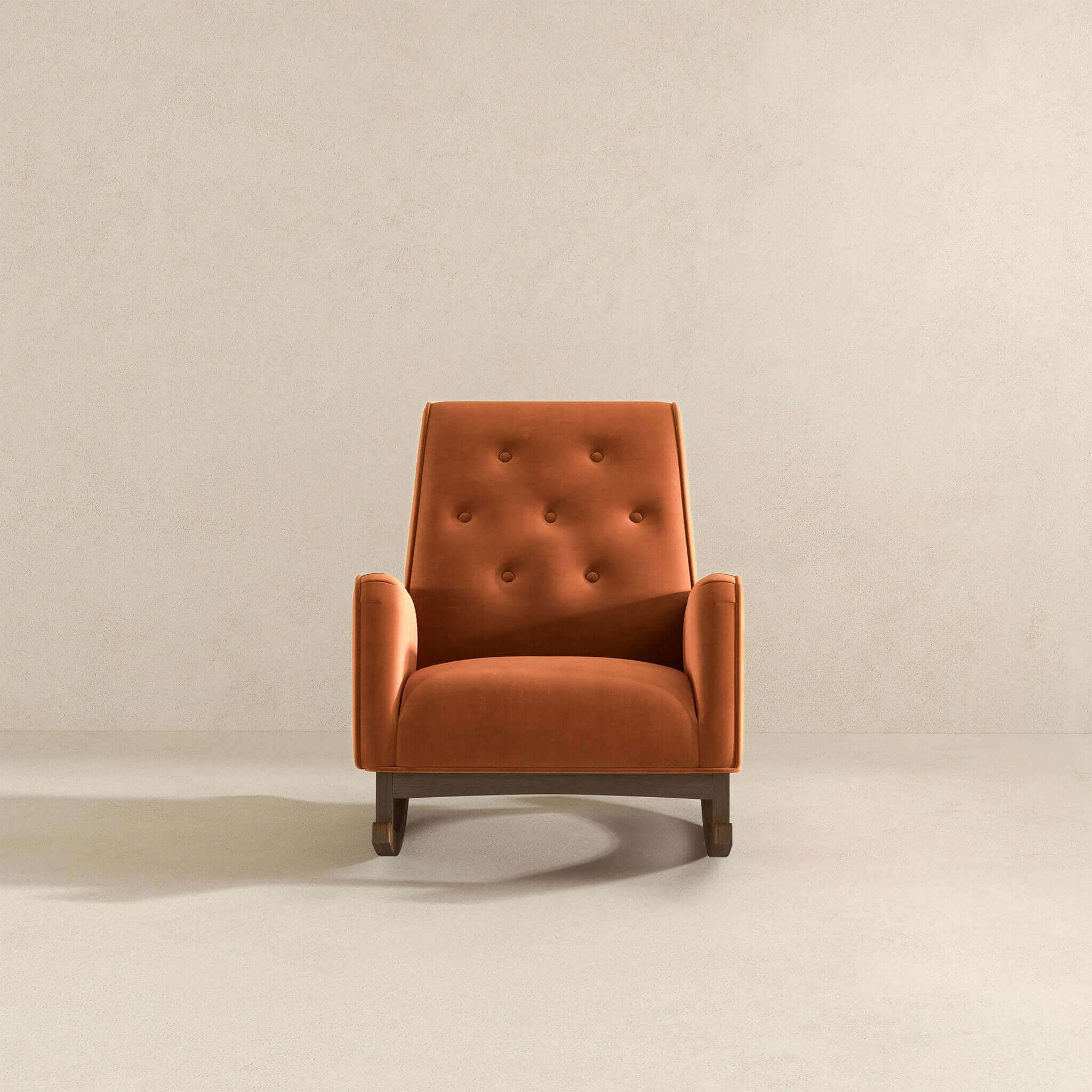 Demetrius  Orange Velvet Solid Wood Rocking Chair - Image 3