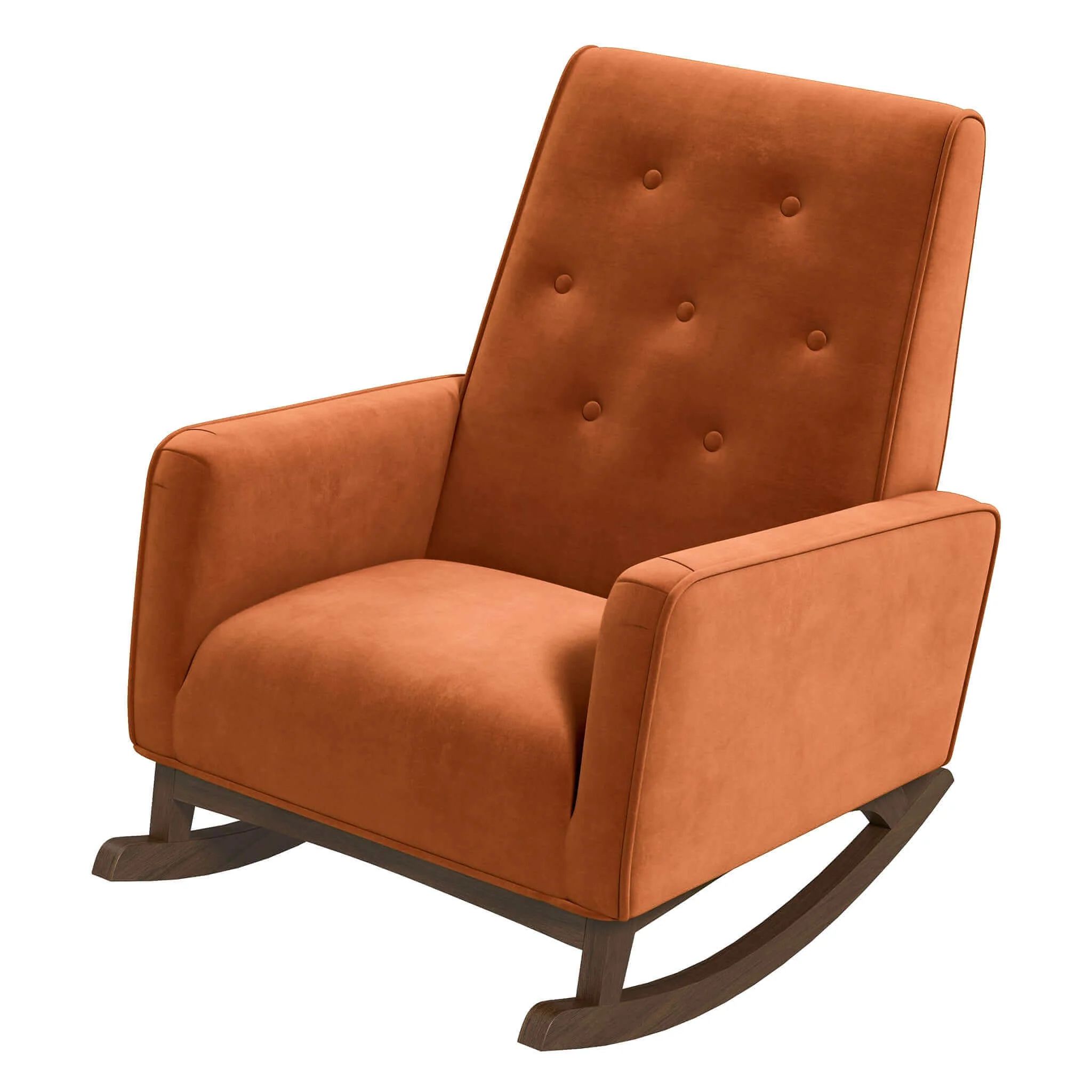 Demetrius  Orange Velvet Solid Wood Rocking Chair - Image 7
