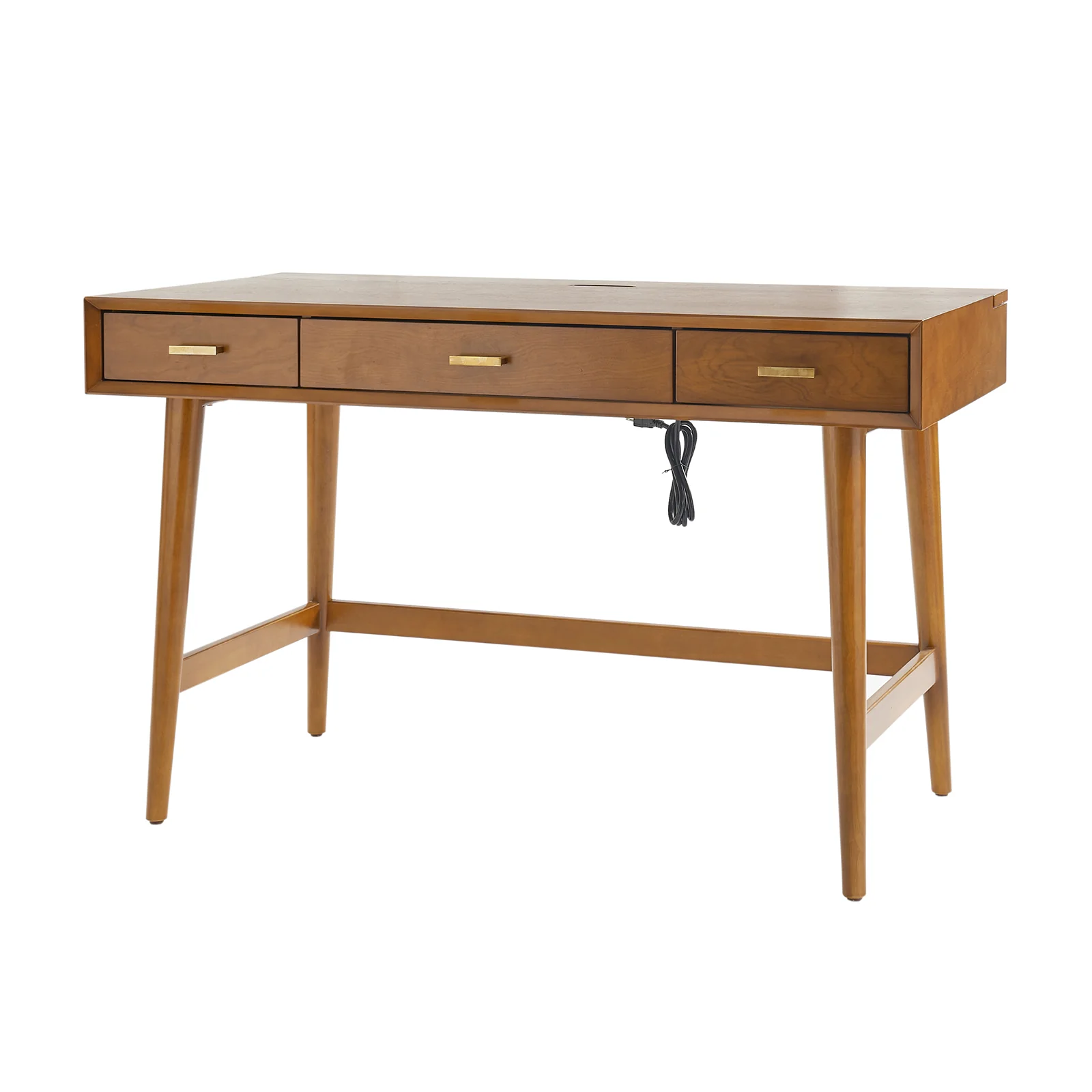 Erich Modern Computer Desk with USB in Acorn - Image 2