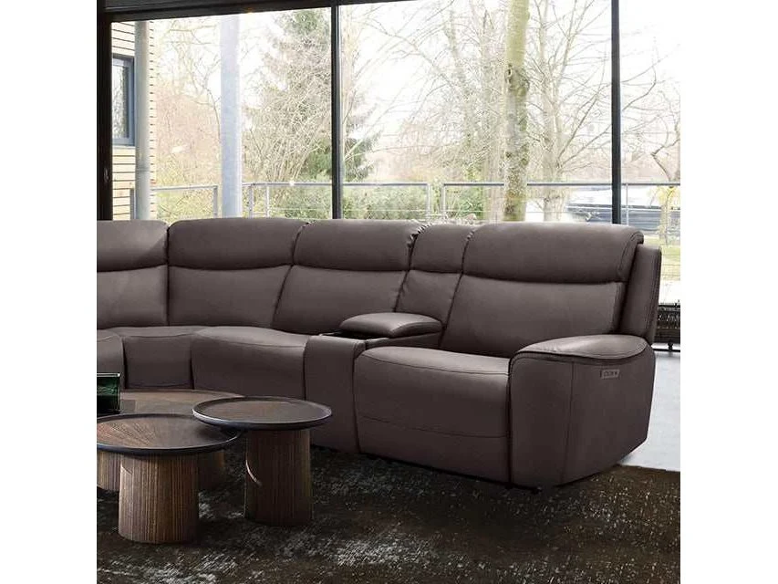 Edmondus Dark Gray Leatherette Power Sectional