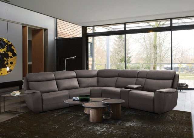 Edmondus Dark Gray Leatherette Power Sectional - Image 2