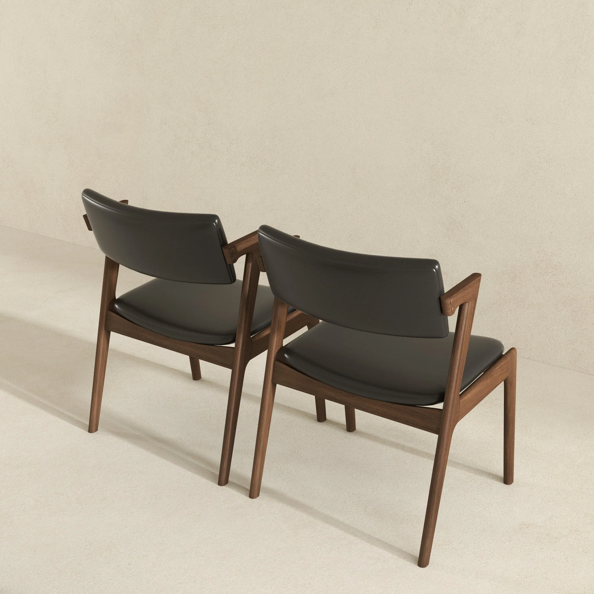 Edwin Mid Century Modern Black Vegan Leather Dining Chair (Set Of 2) - Image 5