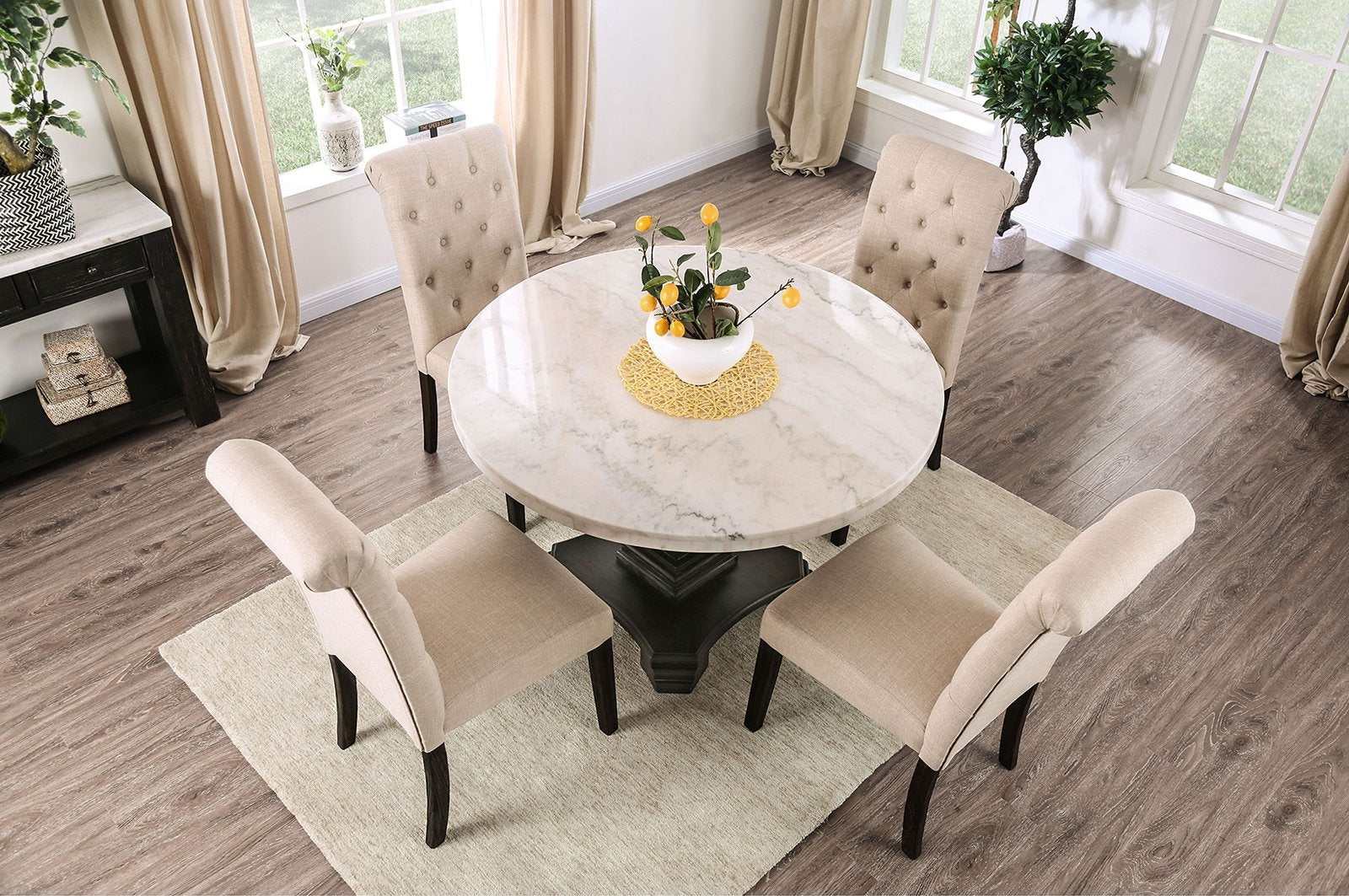 Elfredo Antique Black, & Ivory 5pc Dining Room Set - Image 2