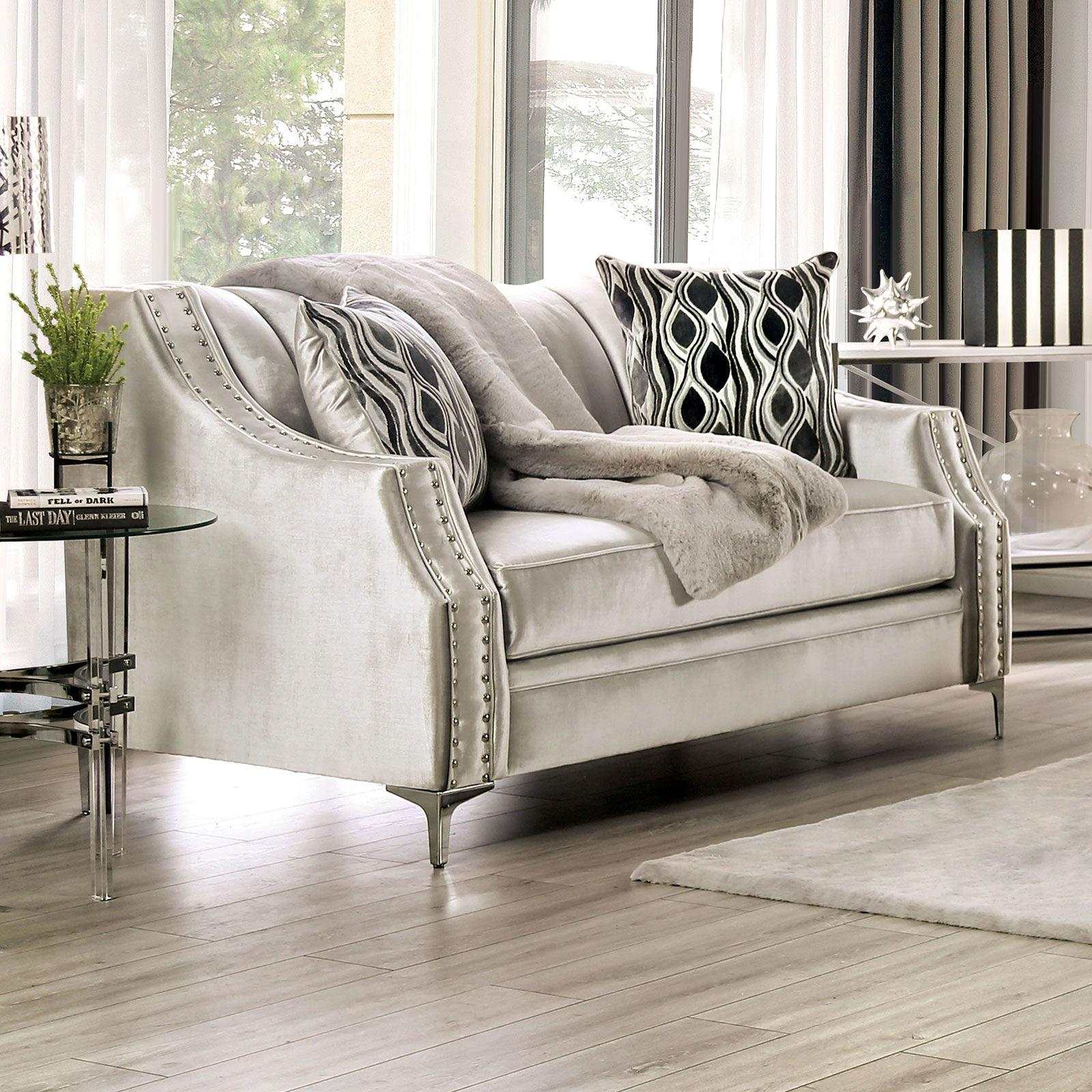 Elicia Silver Stationary Sofa & Loveseat 2pc - Image 3