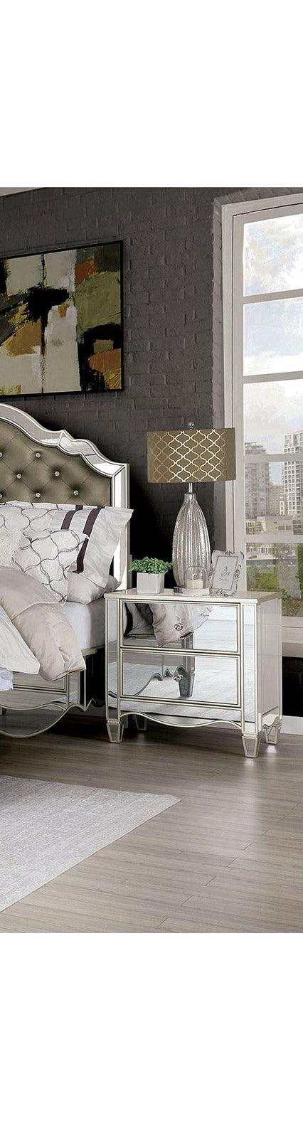 Eliora Silver & Mirrored Nightstand w/ USB Plug - Image 5