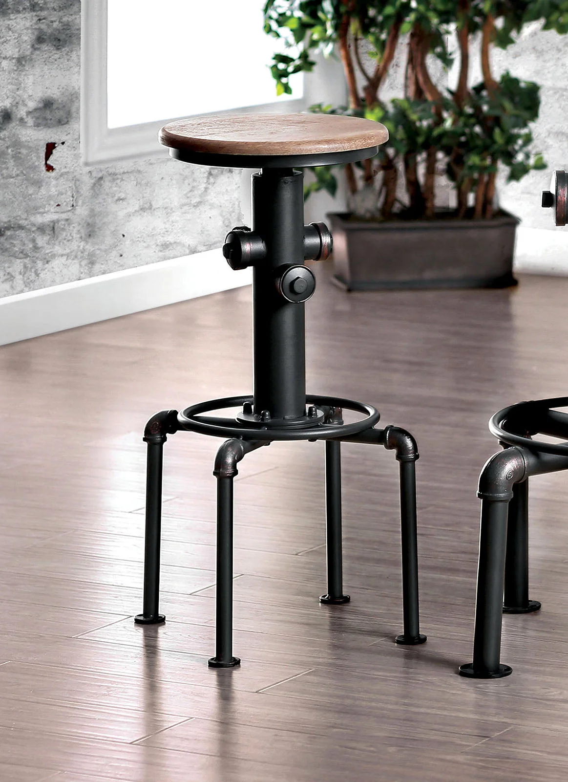 Foskey Antique Black/Natural Tone 3 Pc. Bar Table Set - Image 2