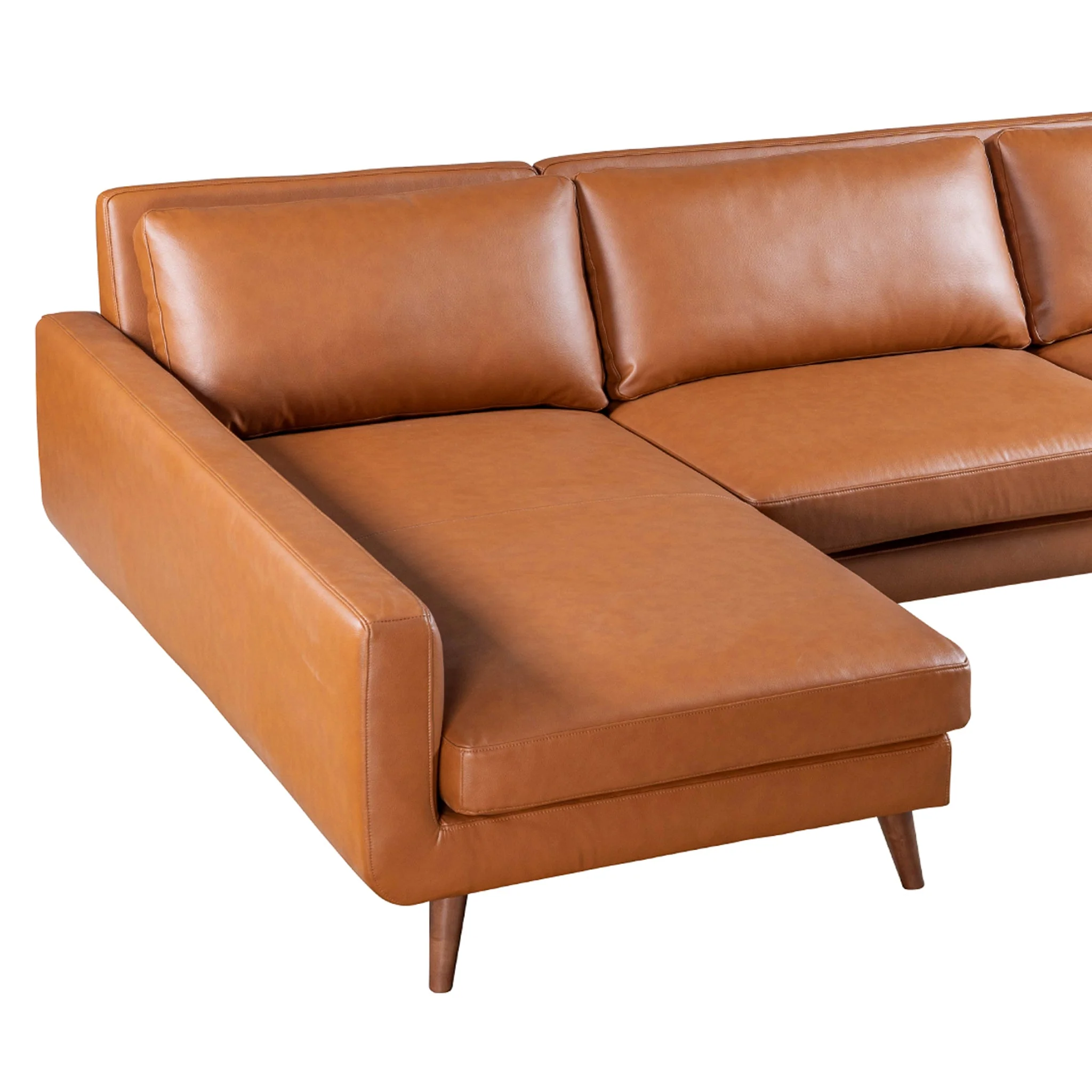 Garland Cognac Vegan Leather Left Sectional Sofa - Image 4