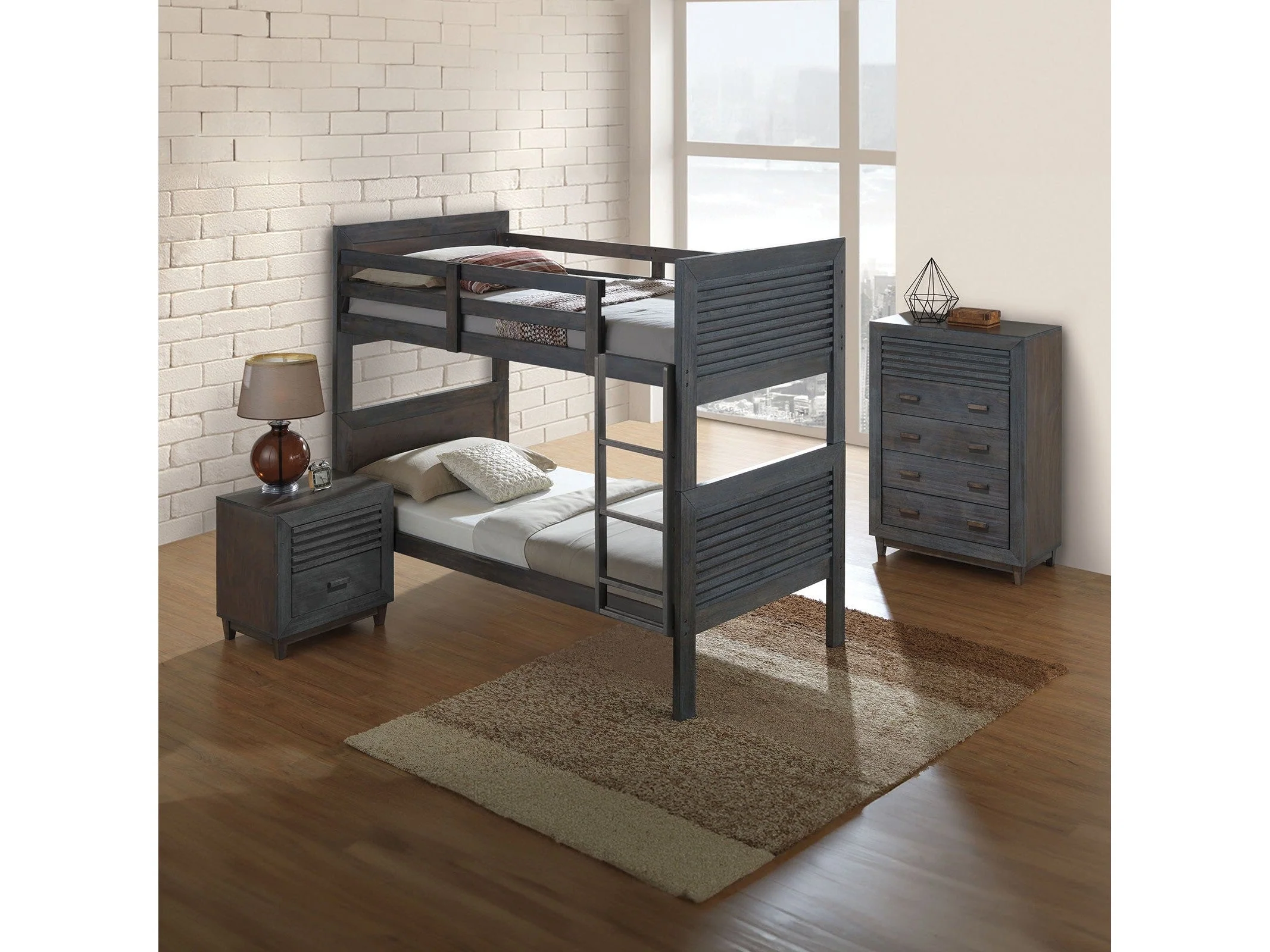 Griffin Charcoal Brown Twin 4 Piece Bedroom Set
