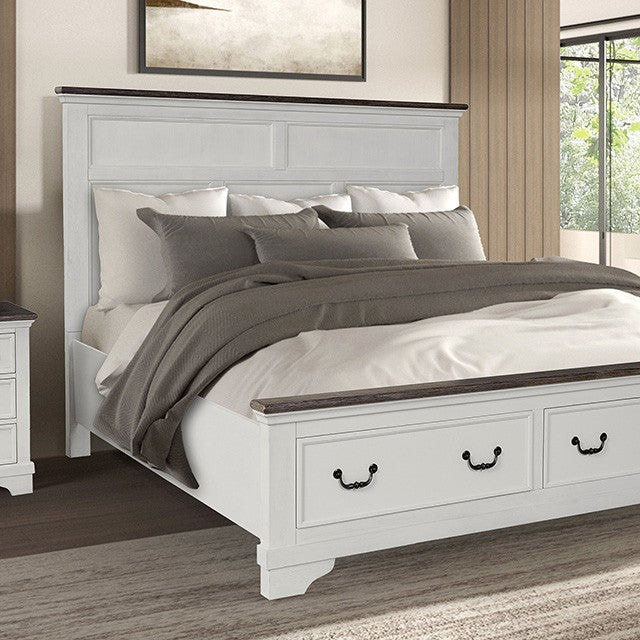 Hampstead White/Dark Brown Queen 5 Piece Bedroom Set w/2 Nightstands - Image 2