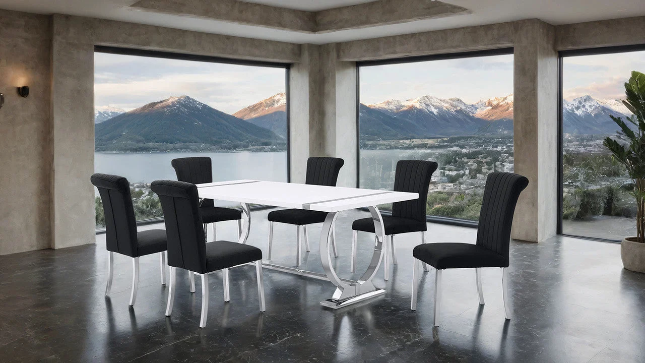 Holbaek Silver/Black 5 Pc. Dining Table Set - Image 2