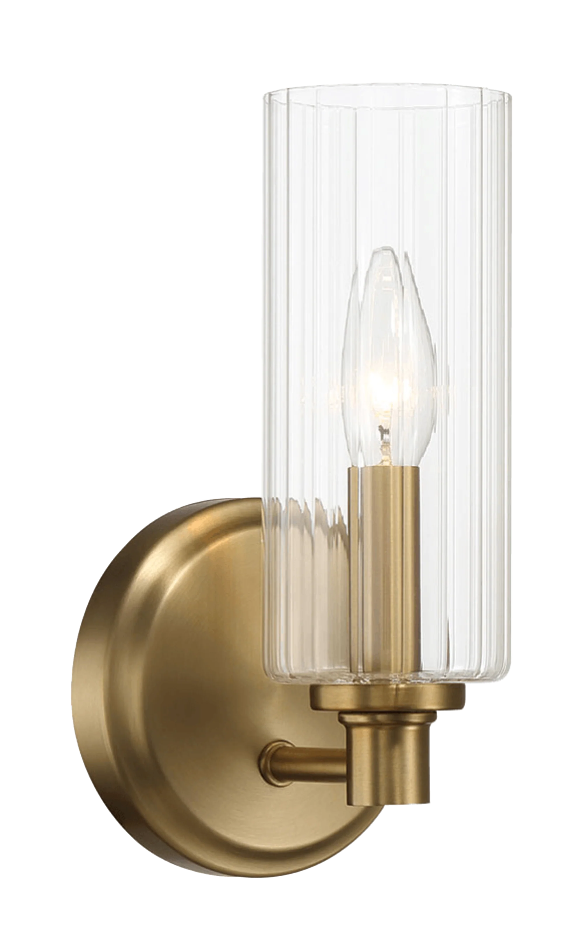 Jardin Single Light Wall Sconce With Clear Ribbed Glass - Satin Brass - Image 2