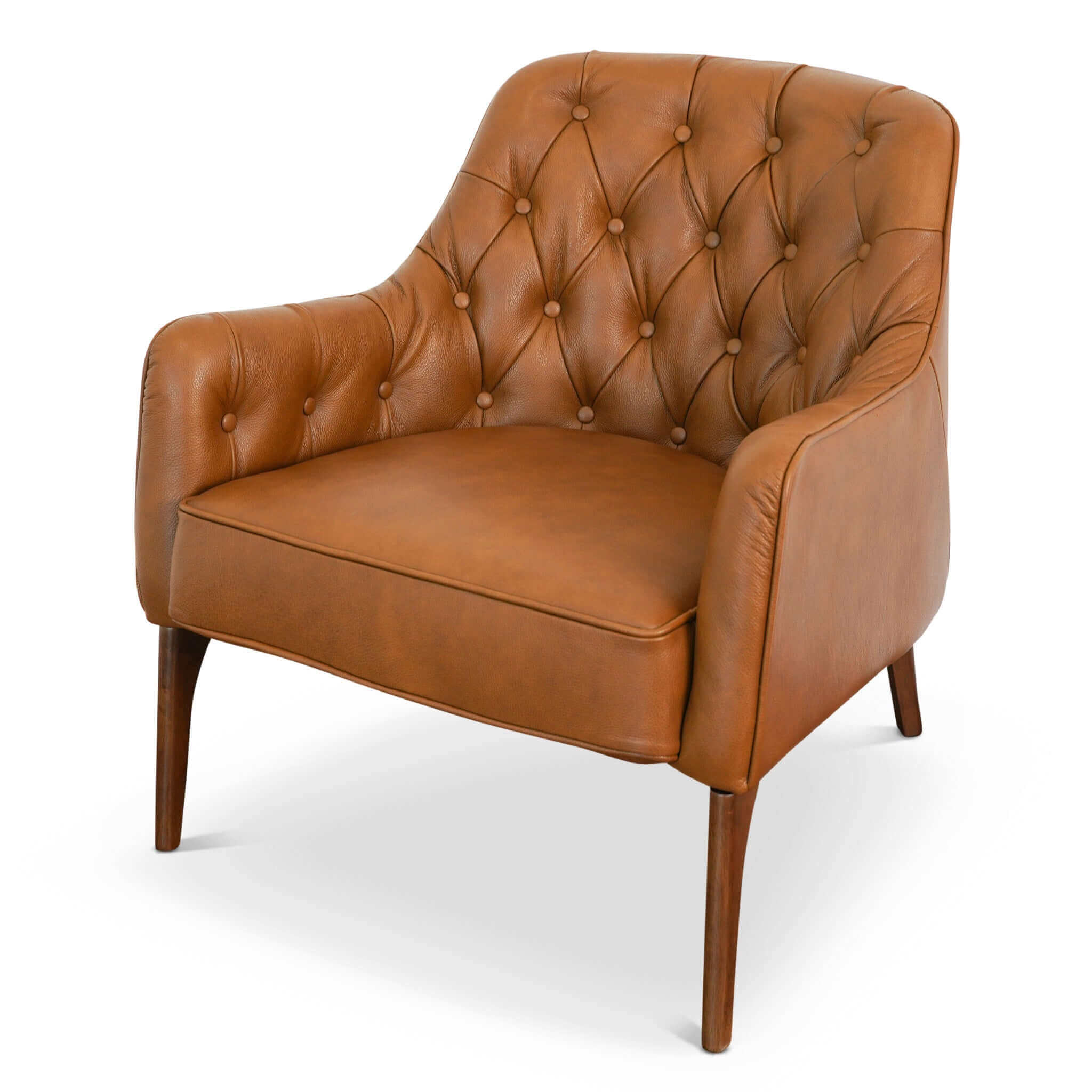 Joshua  Tufted Tan Leather Lounge Chair - Image 2