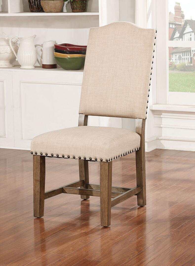 Julia Light Oak & Beige Round Table Dining Room Set / 5pc - Image 6