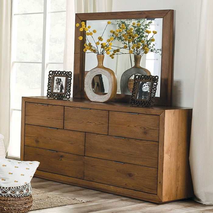 Leirvik Light Walnut Bedroom Mirror - Image 2