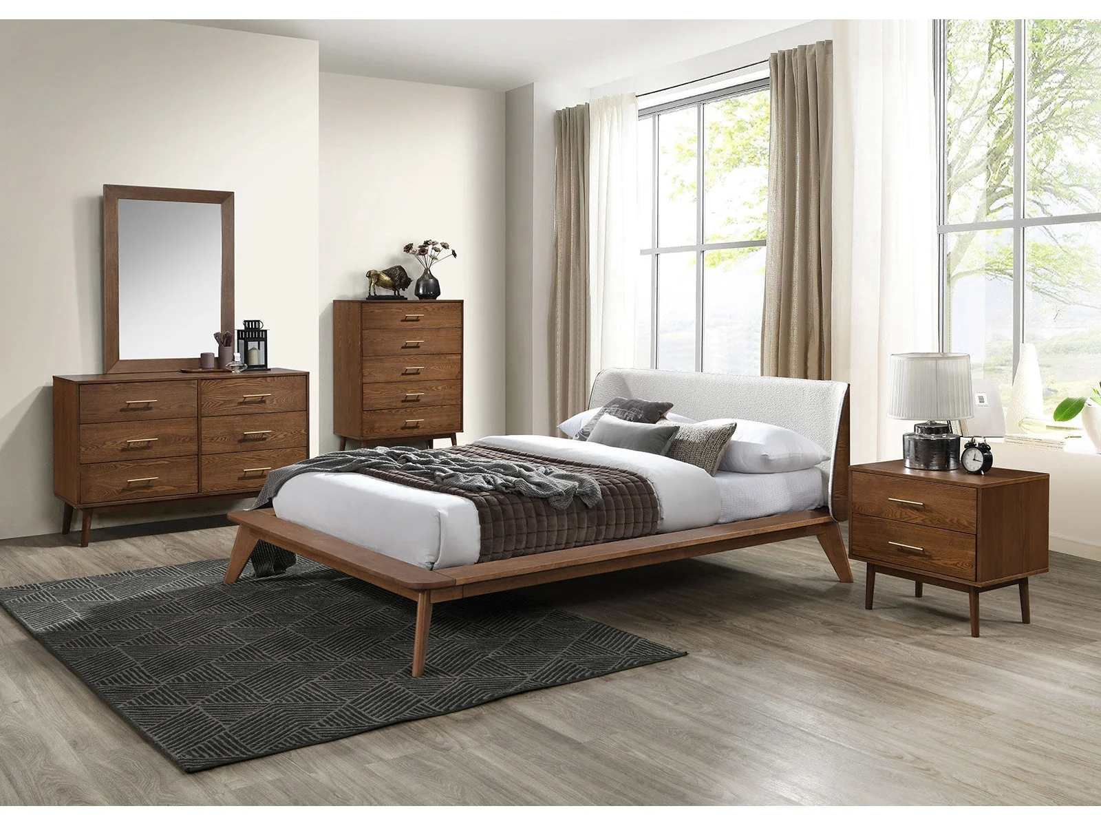 Lenzburg Walnut/Beige E.King Bed - Image 3