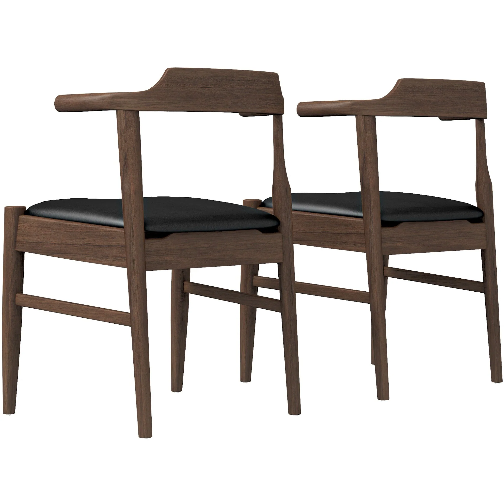 Leon Mid-Century Modern Leather Dining Chair (Set of 2) - Image 7