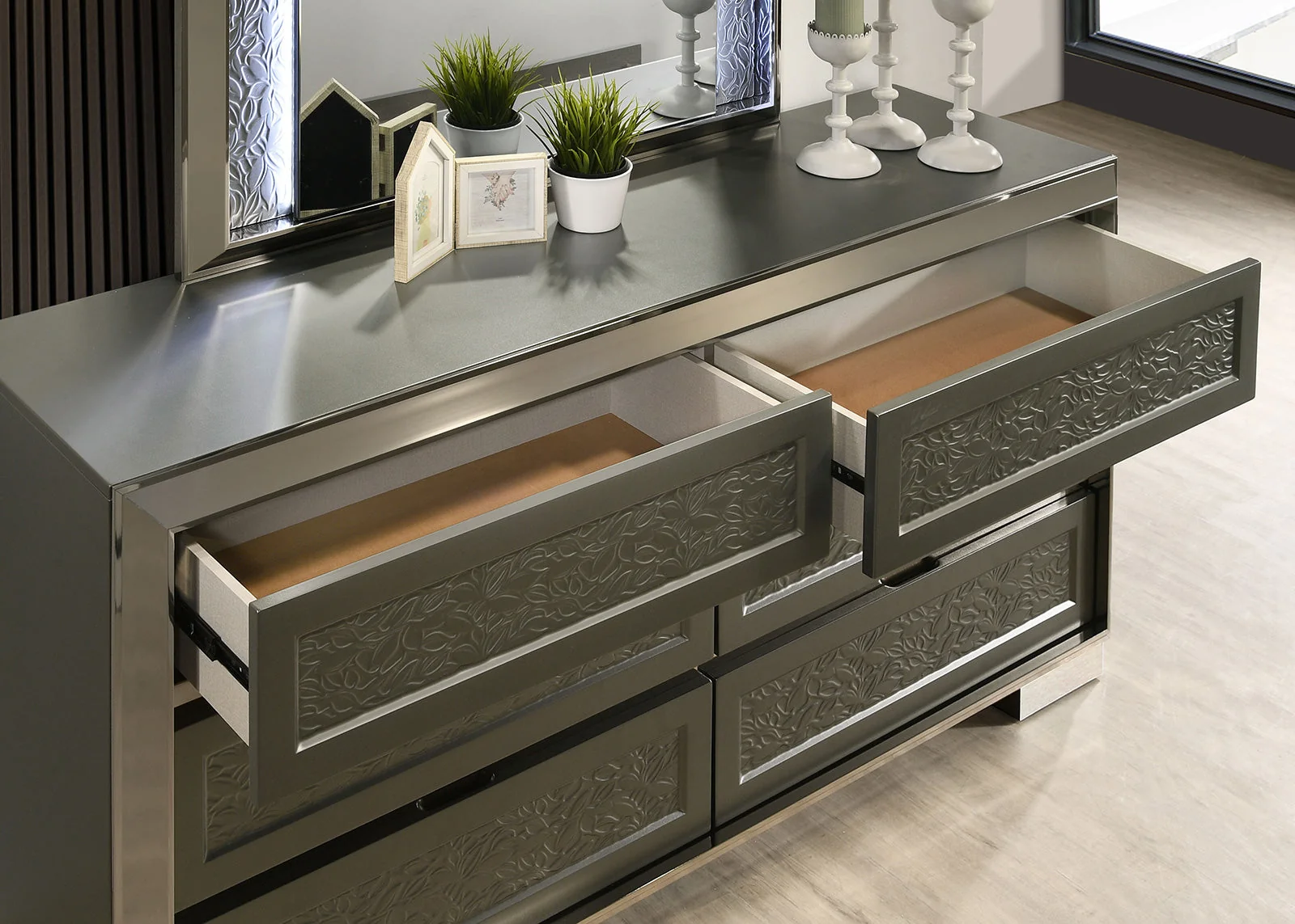 Leyland Dark Gray Queen 5 Piece Bedroom Set w/Chest - Image 6