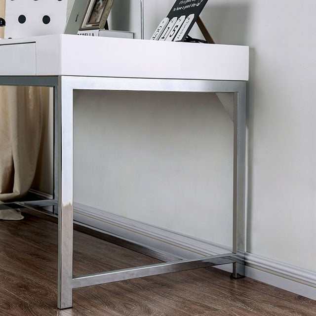 Loke White/Chrome Computer Desk - Image 4
