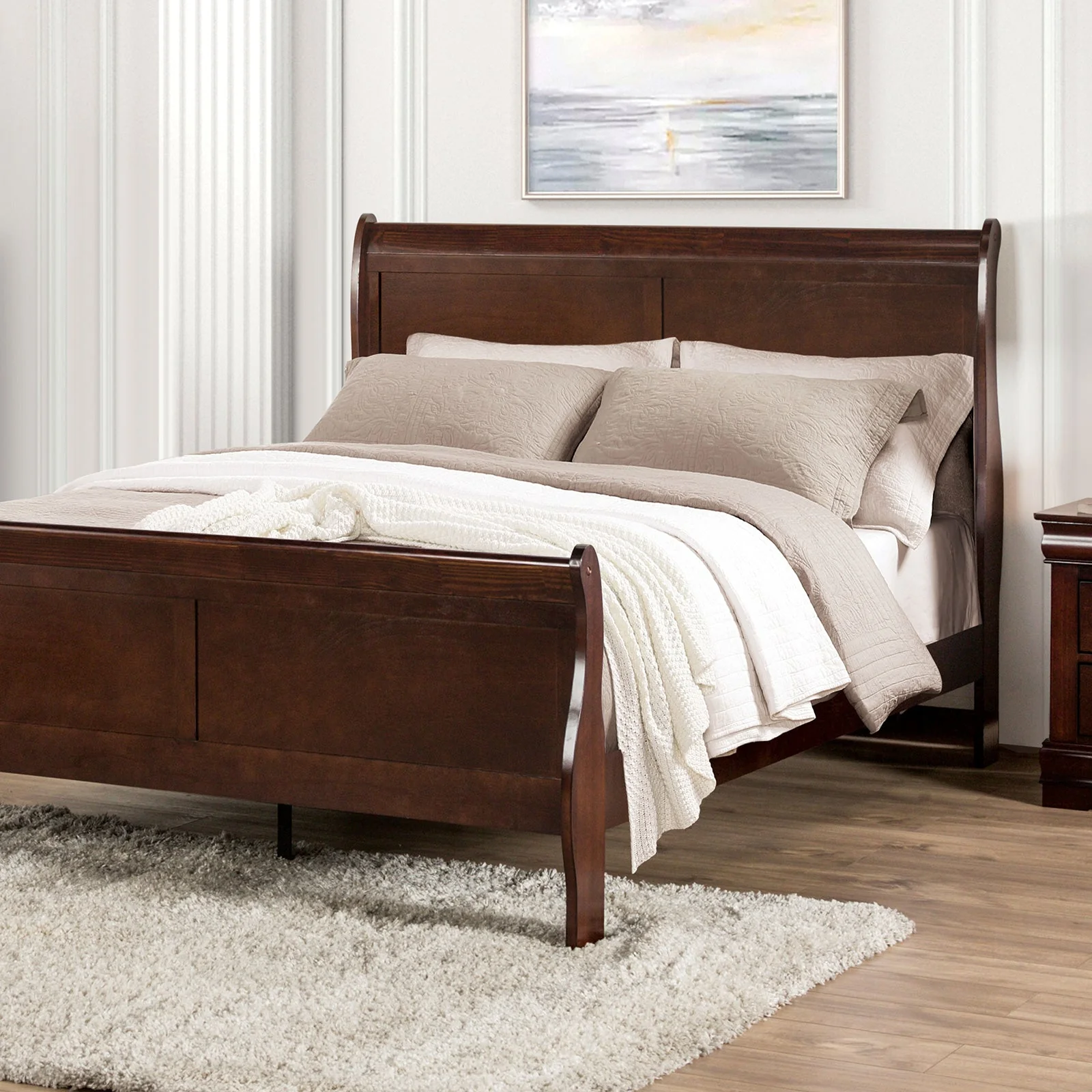 Louis Philippe Dark Cherry 5 Pc. Queen Bedroom Set w/ 2NS - Image 2