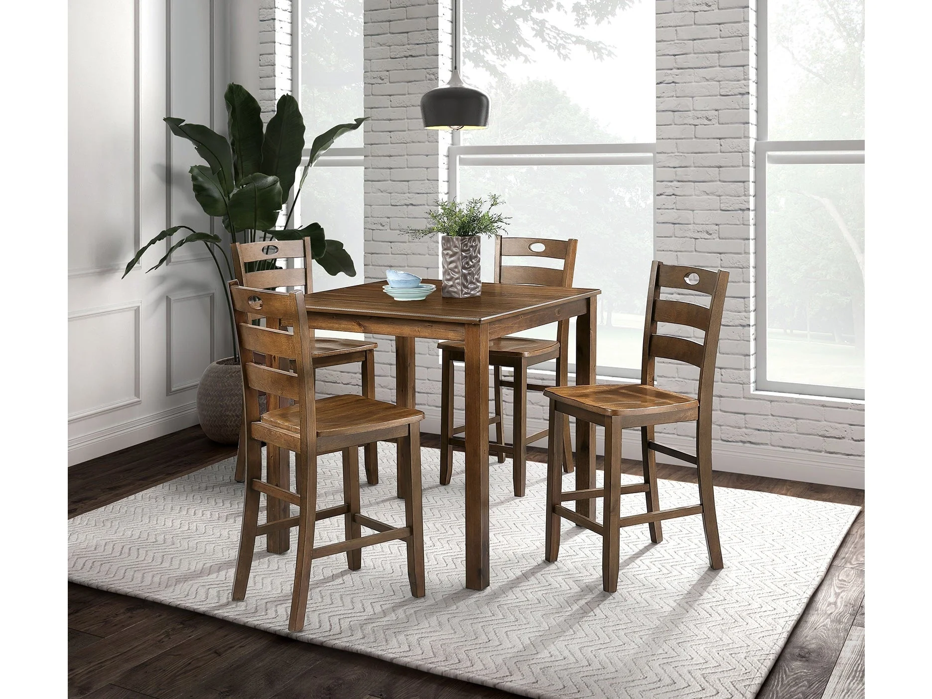 Lubbock Walnut 5 Pc. Counter Height Set