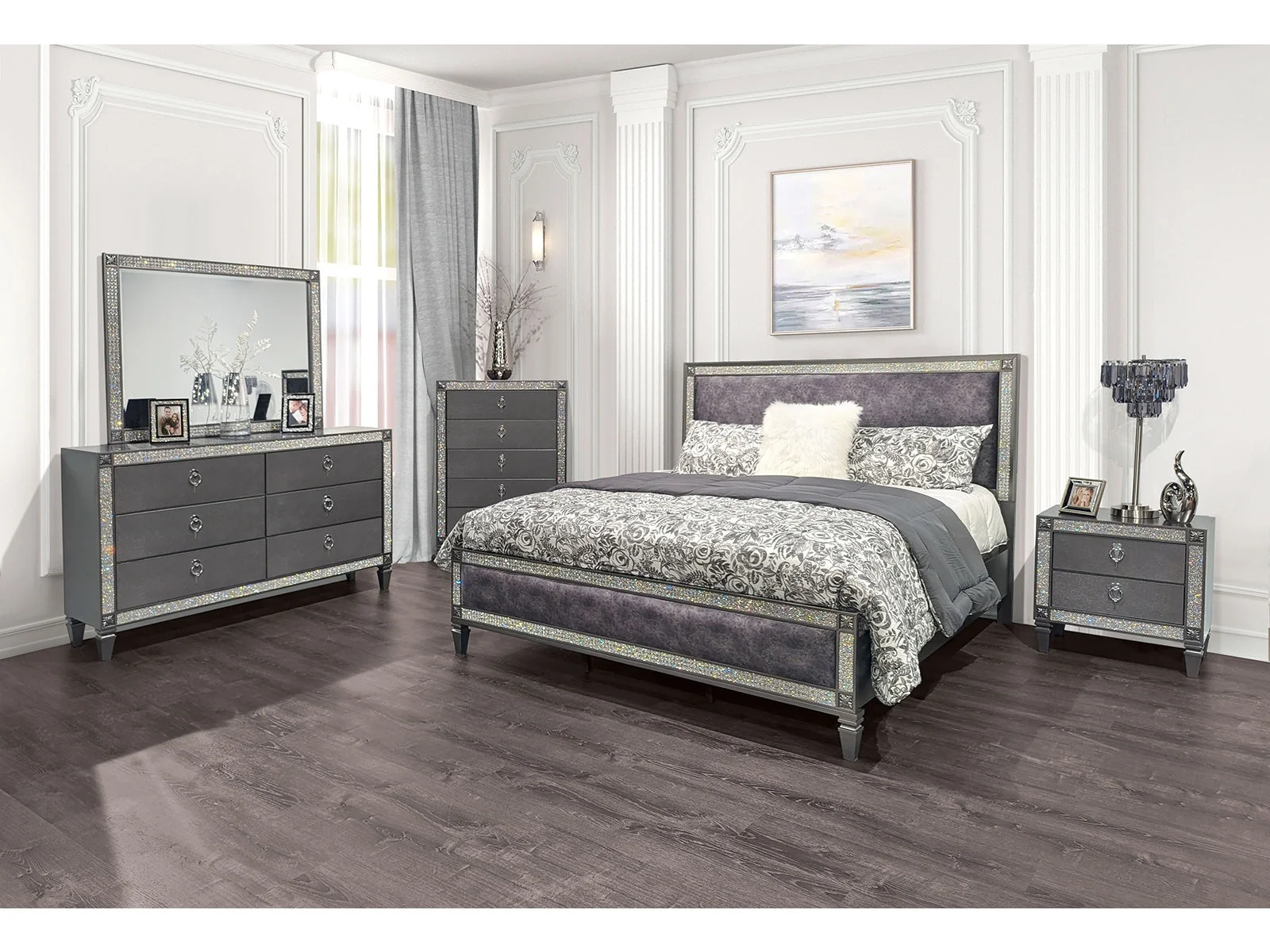 Lyanne Gray Queen 4 Piece Bedroom Set
