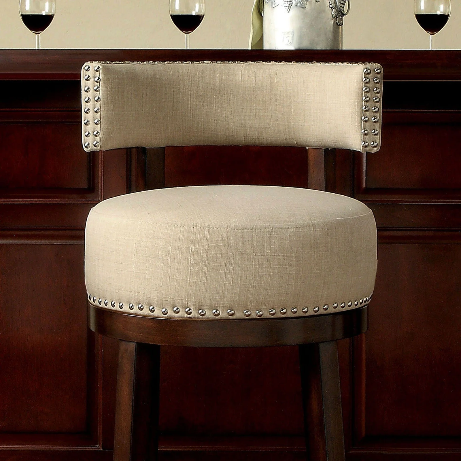 Lynsey Dark Oak/Beige 24" Bar Stool - Image 2
