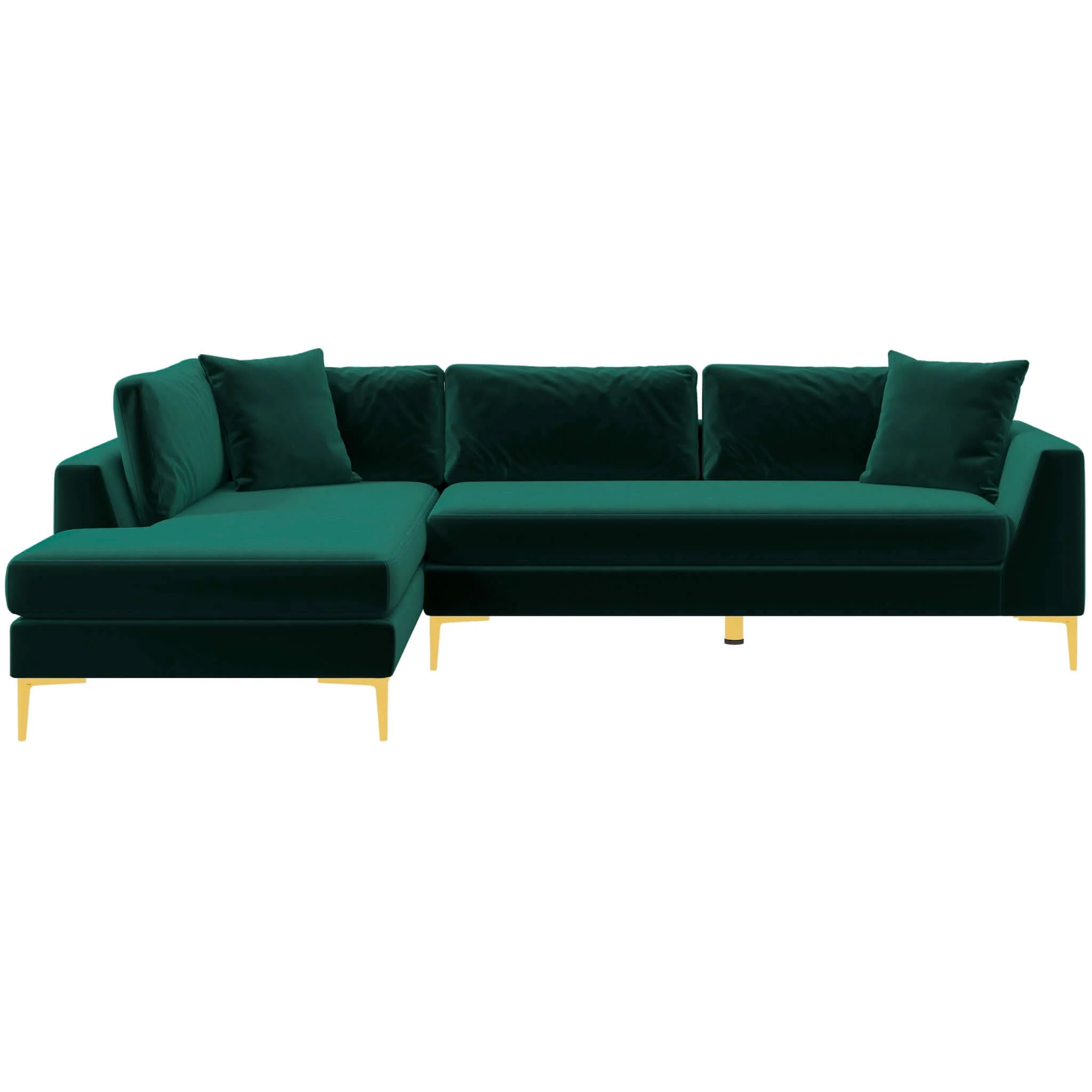 Mano L-Shaped Velvet Sectional Sofa In Green Left Facing - Image 5