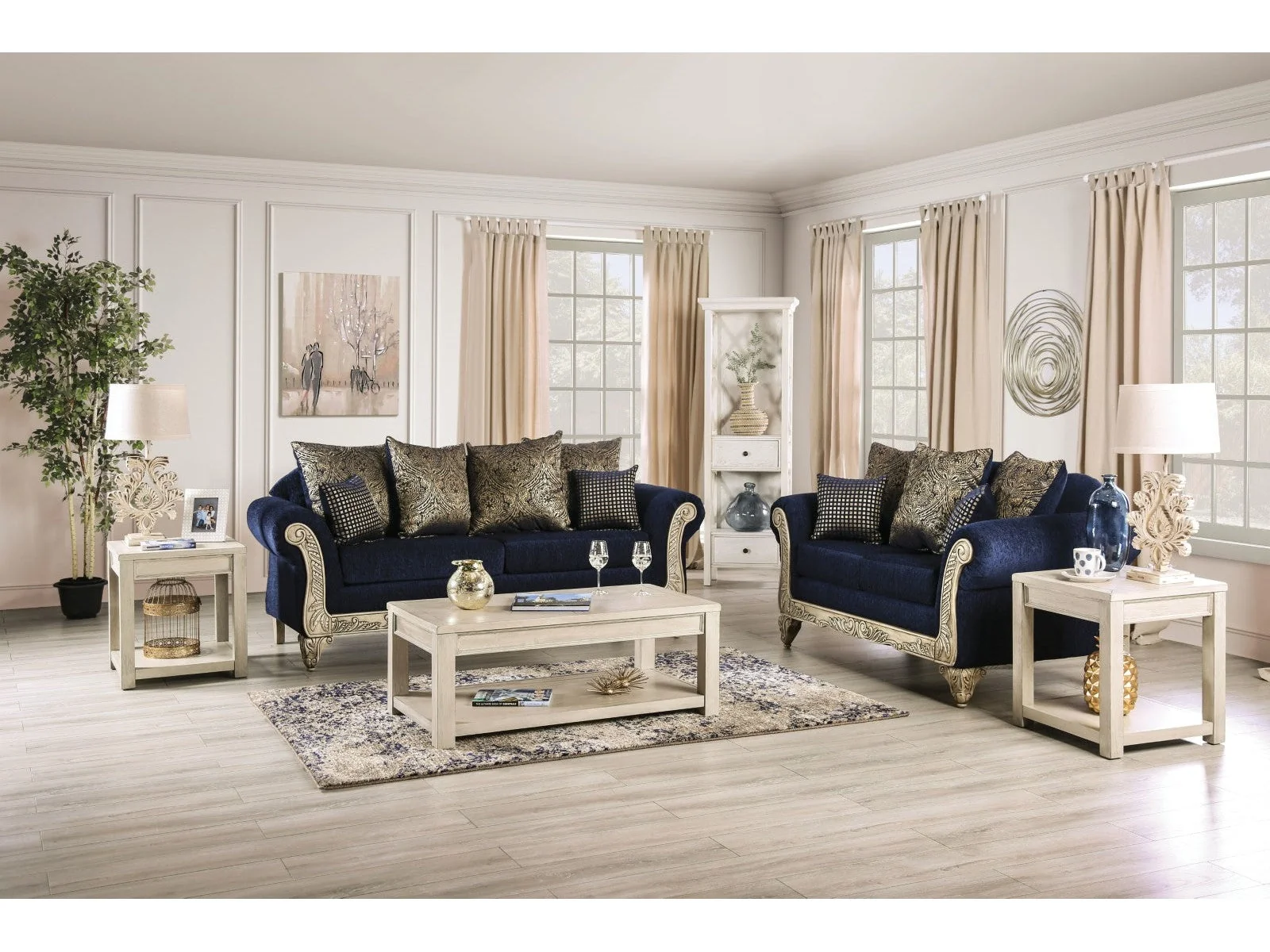 Marinella Royal Blue Sofa & Loveseat