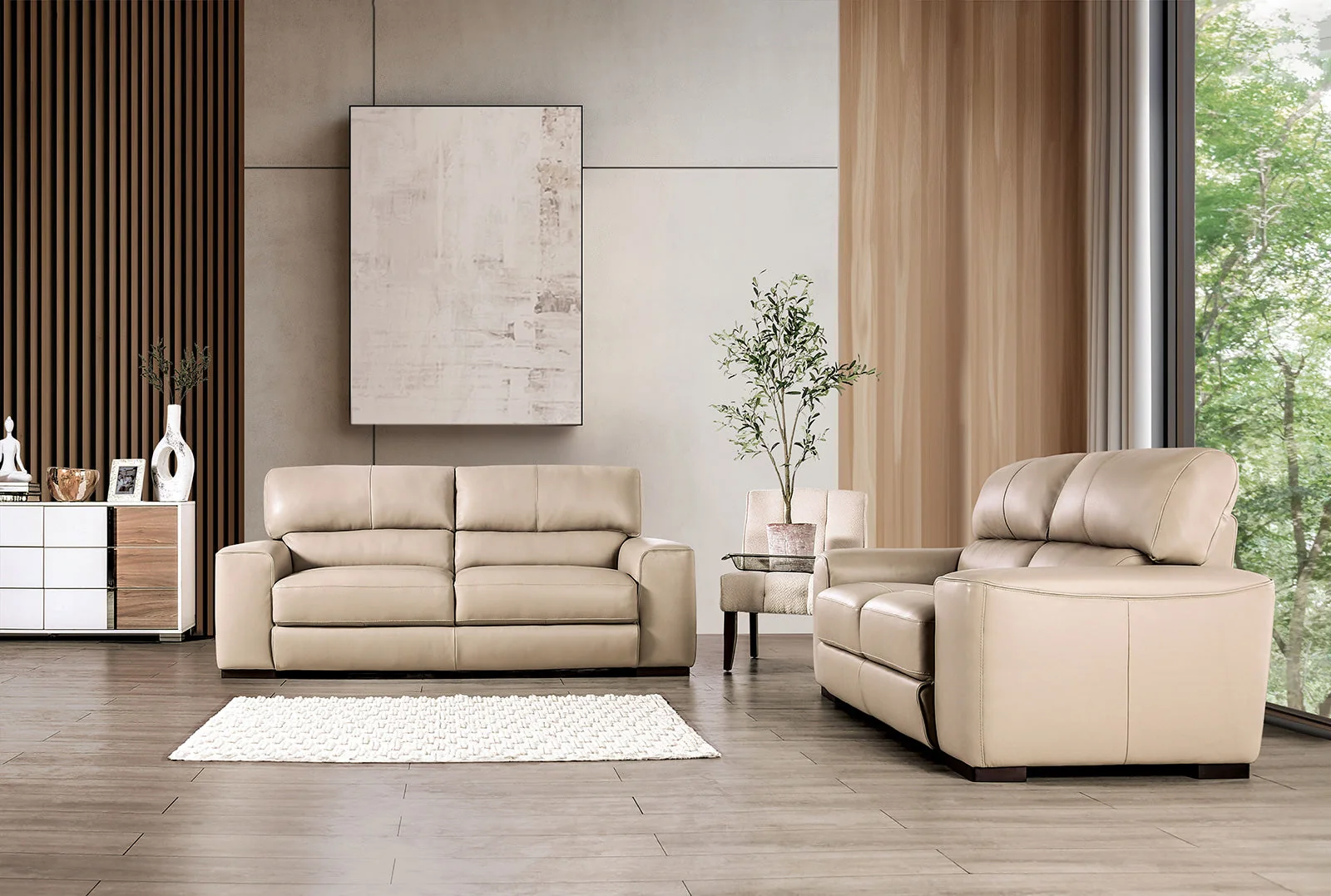 Marsicano Taupe Real Italian Leather Sofa - Image 6