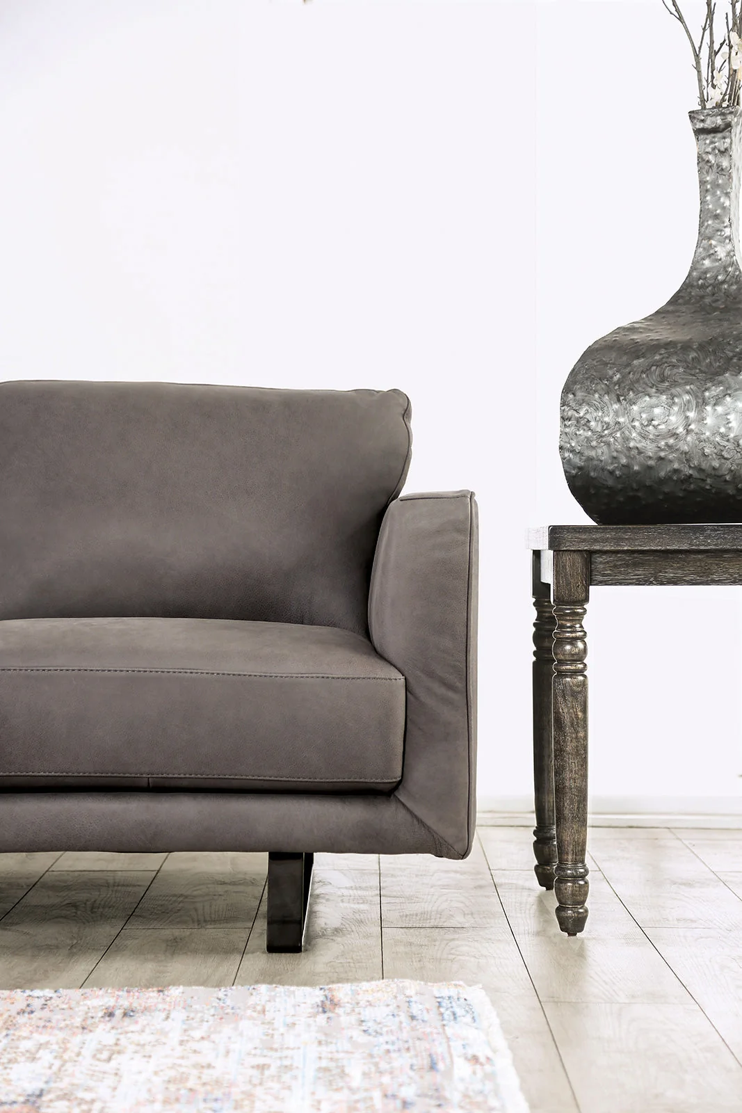 Mezzanotte Gray Real Italian Leather Chair - Image 2