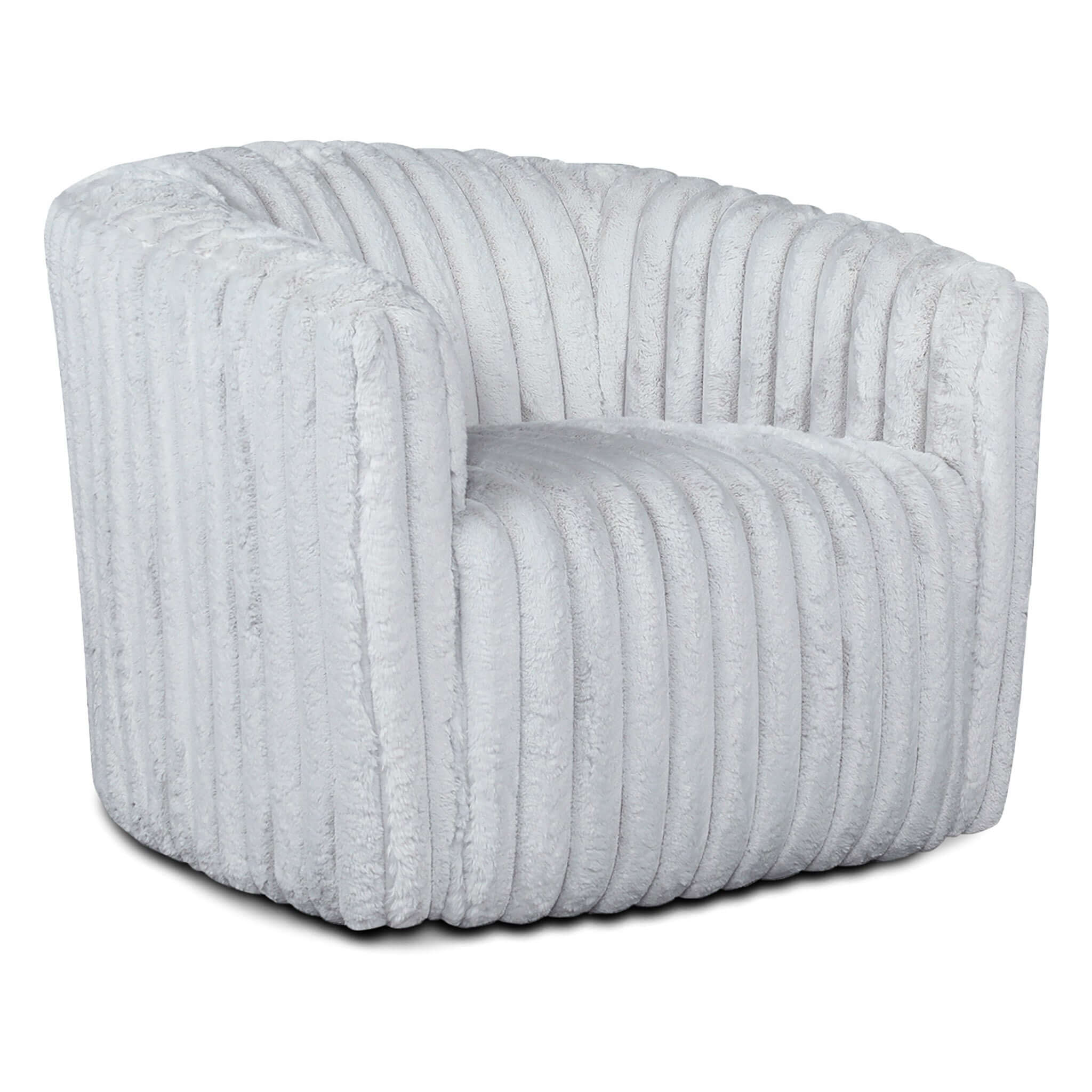 Mira Light Grey Soft Plush Fabric Swivel Chair - Image 3