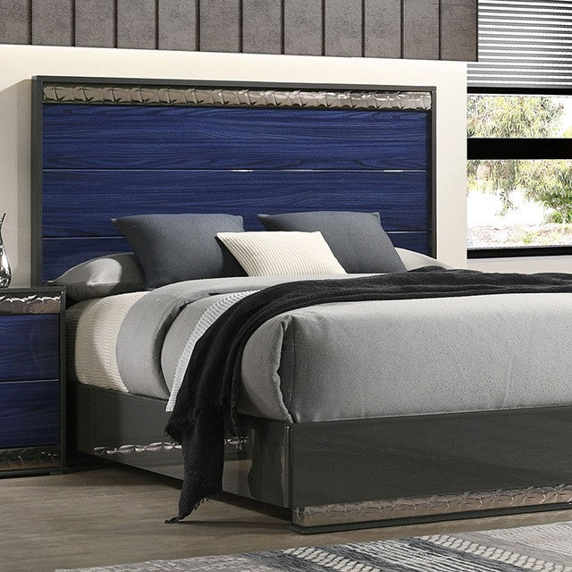 Morcote Ash Gray/Indigo Blue Queen 5 Piece Bedroom Set w/Chest - Image 2