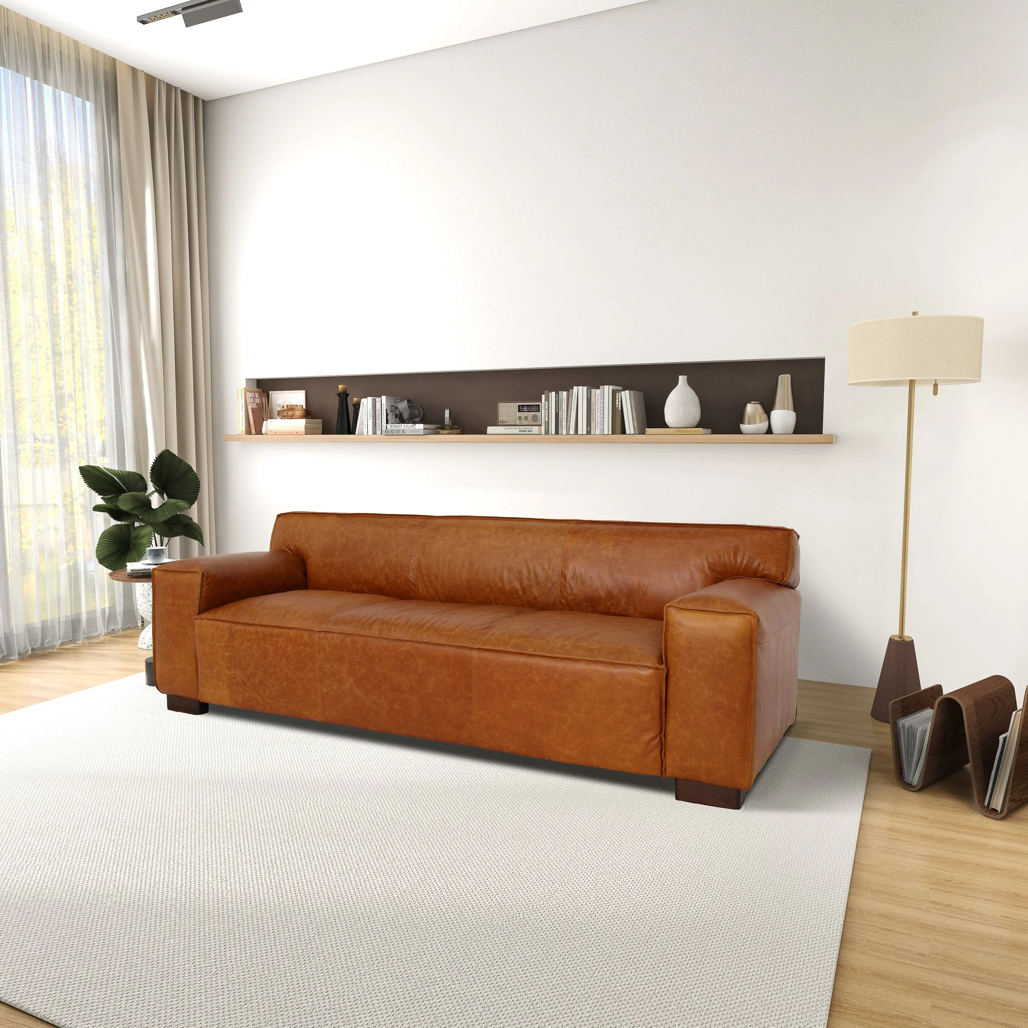 Morgan Waxy Cognac Leather Sofa - Image 3