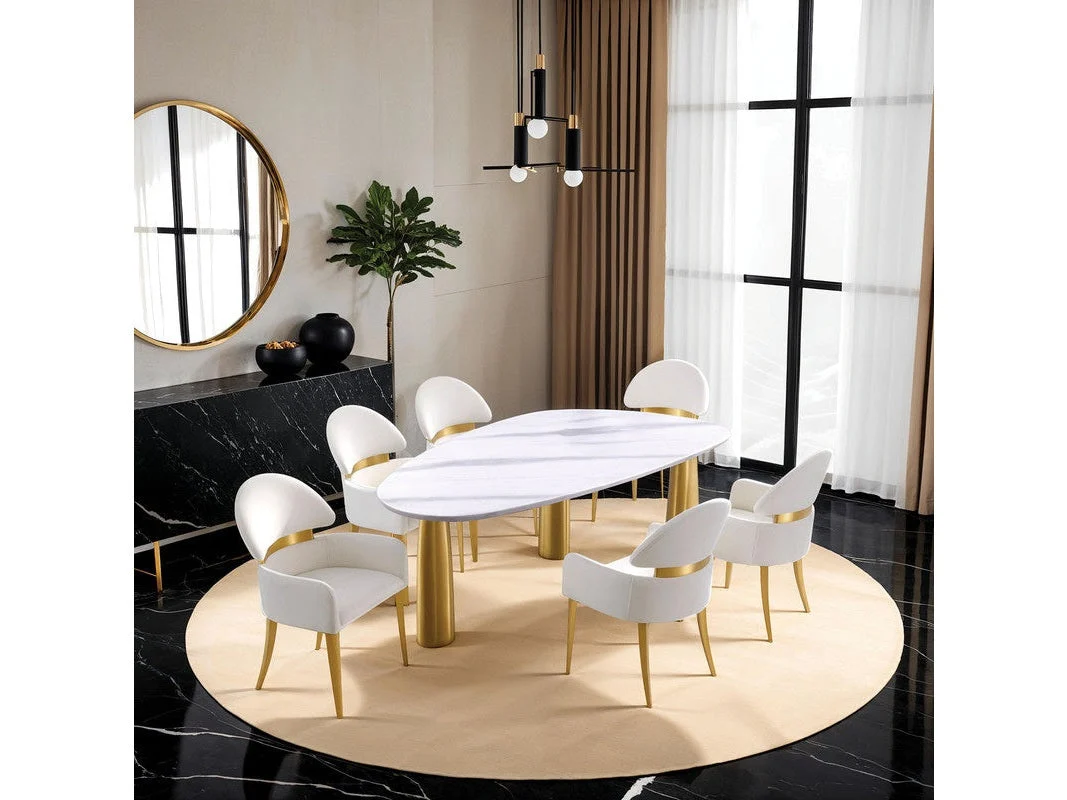 Northam White/Matte Gold 7 Pc. Dining Table Set