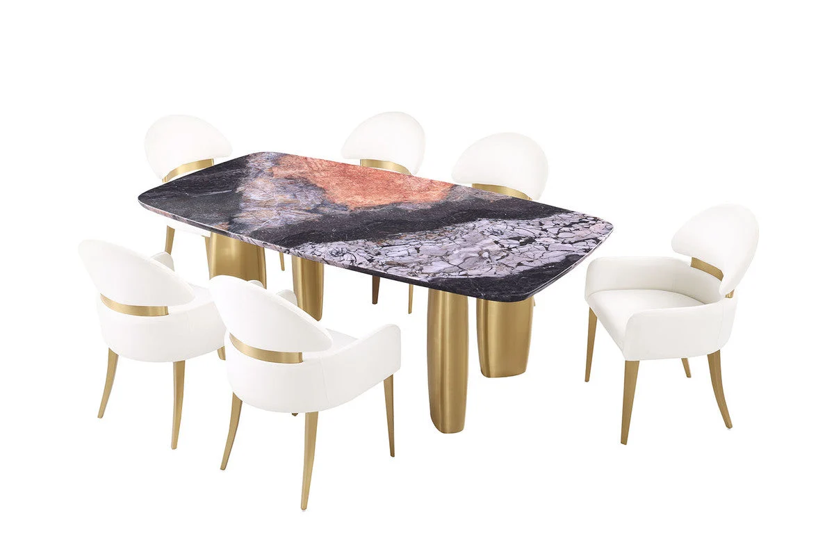 Northolt Black/Gray/Matte Gold 7 Pc. Dining Table Set - Image 3