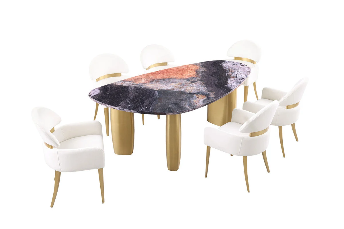 Northwich Black/Gray/Matte Gold Dining Table - Image 2
