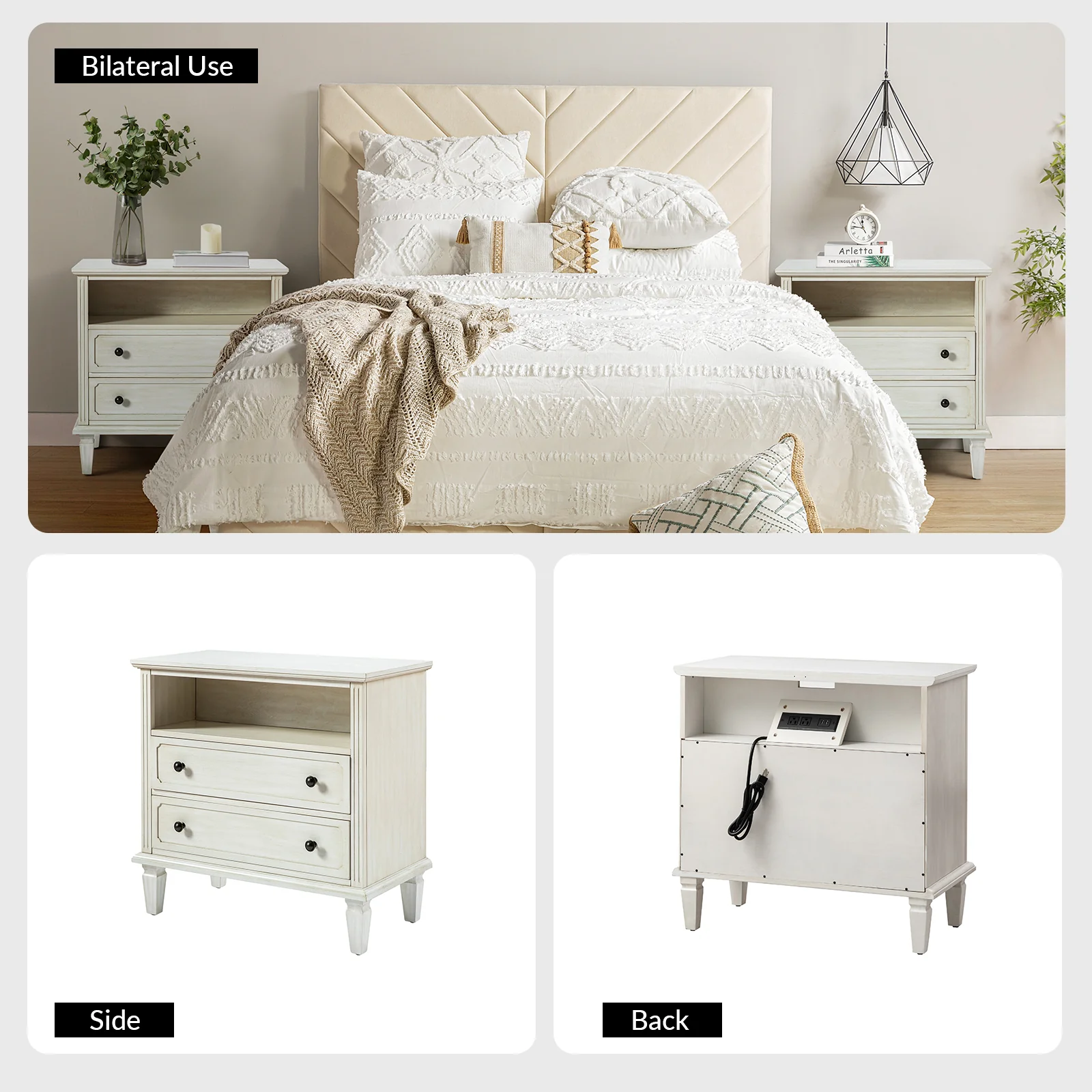 Davide Nightstand in White - Image 6