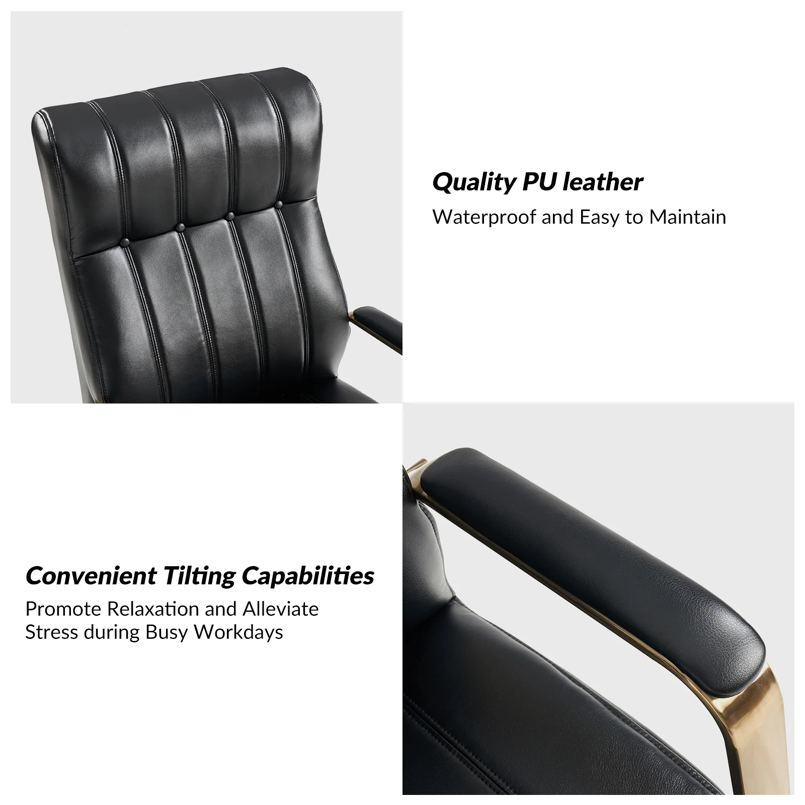 Conan Leather Ergonomic Executive Office Chair in Black - Image 5