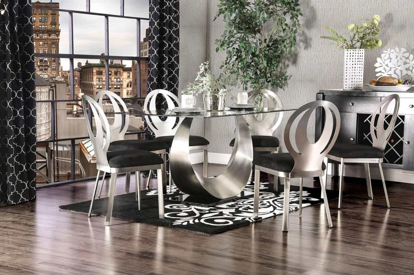 Orla Silver & Black Dining Room Table - Image 2