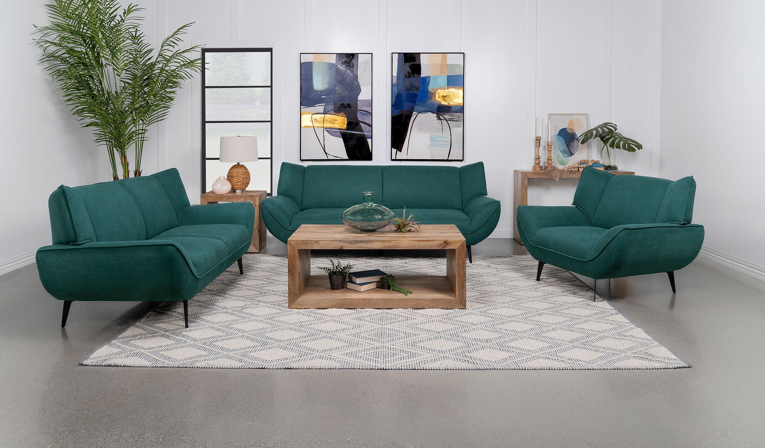 Acton Upholstered Flared Arm Accent Chair Teal Blue - Image 12