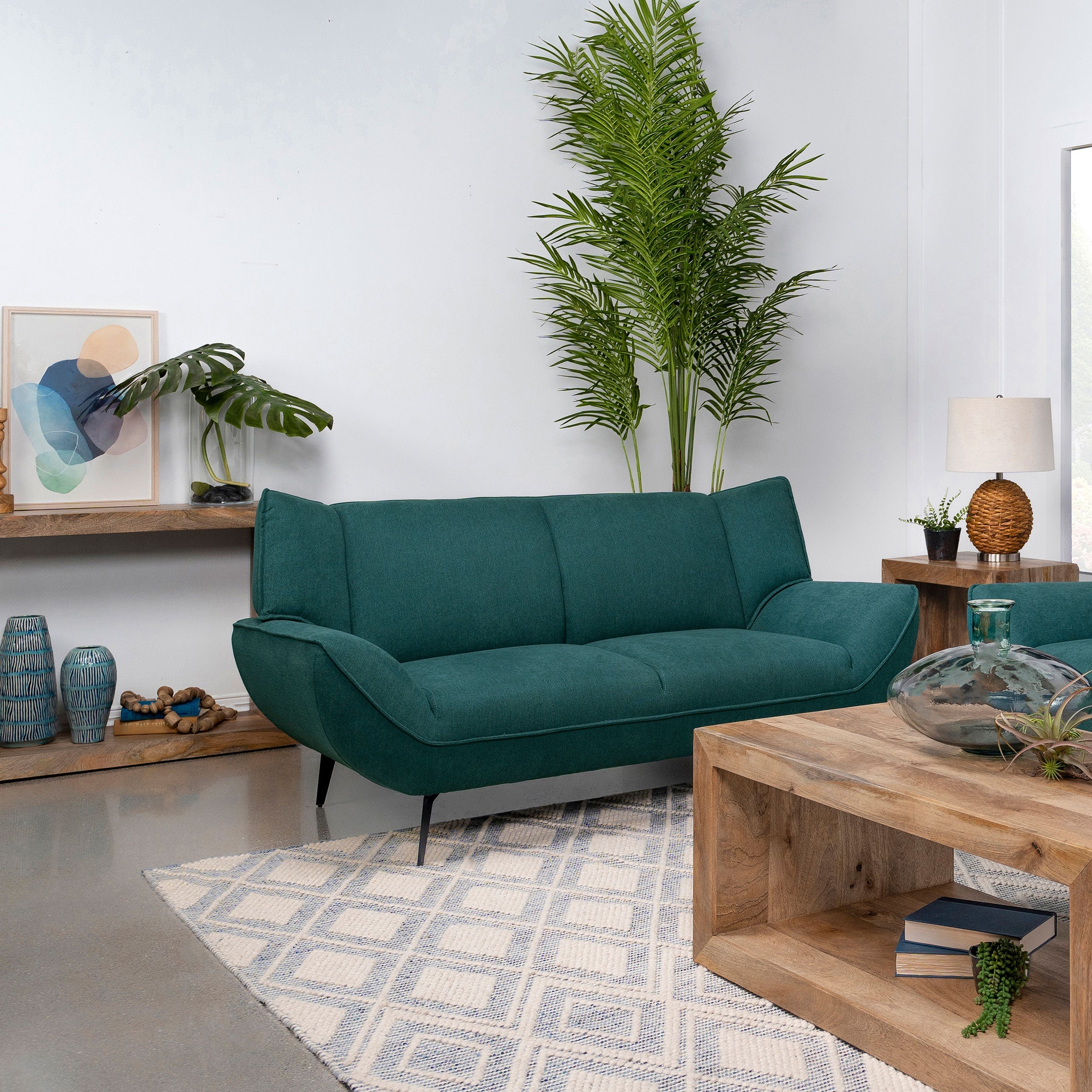 Acton Upholstered Flared Arm Loveseat Teal Blue - Image 3